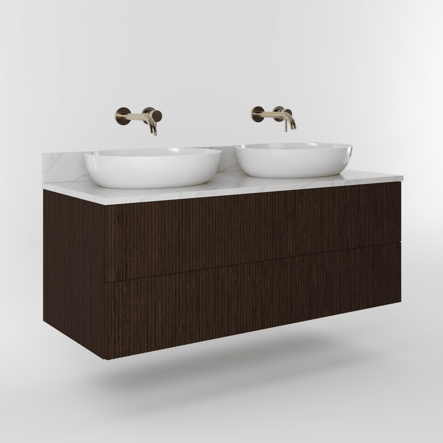 The Reeded | Oak Double Vanity 1200mm | Espresso - Mockridge Design