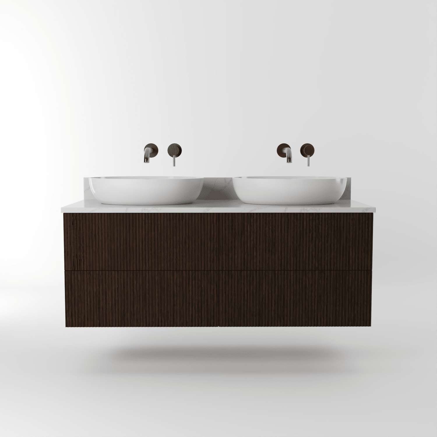 The Reeded | Oak Double Vanity 1200mm | Espresso - Mockridge Design