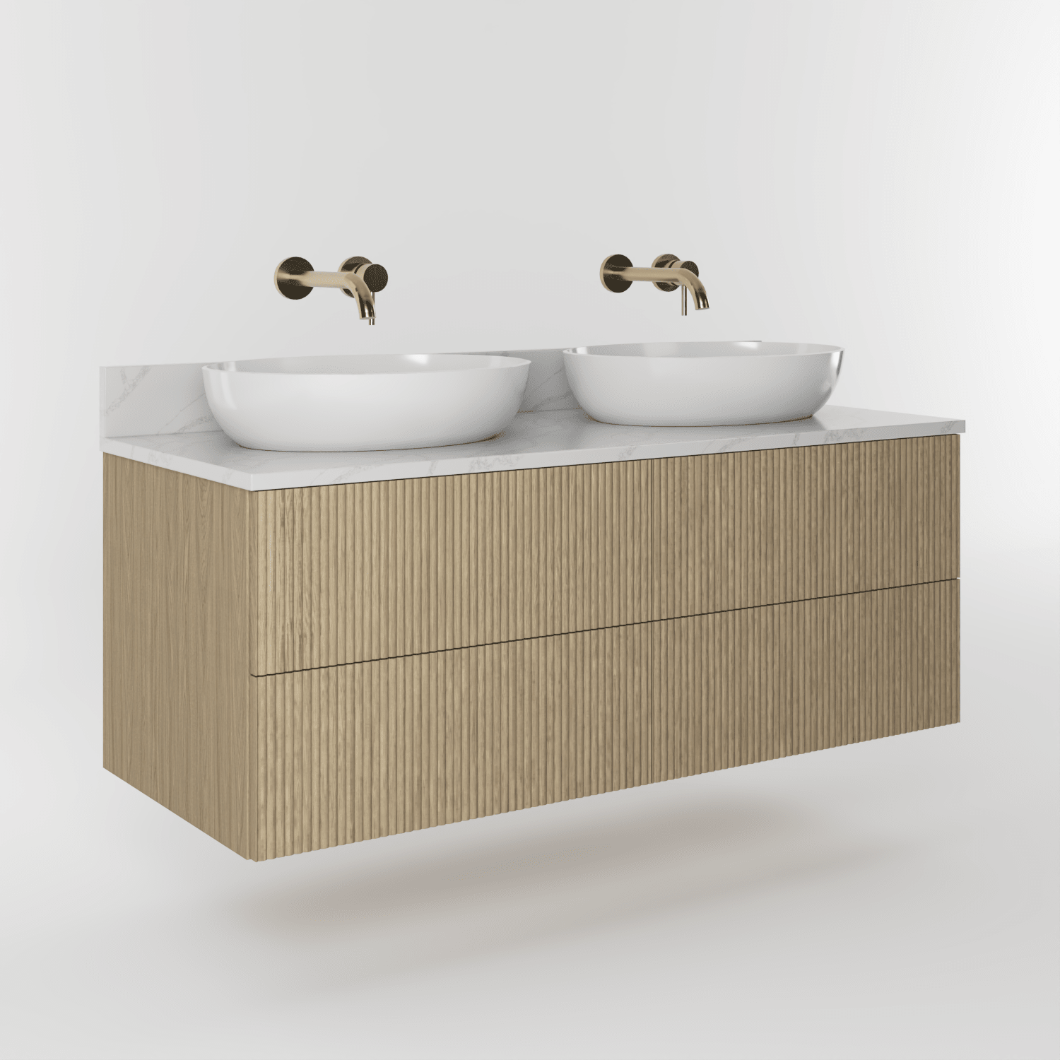 The Reeded | Oak Double Vanity 1200mm | Macchiato - Mockridge Design