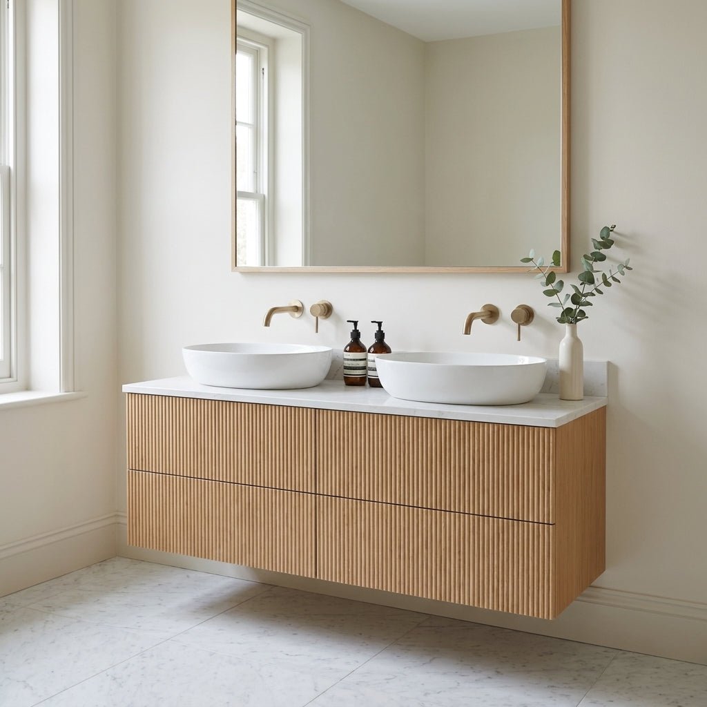 The Reeded | Oak Double Vanity 1200mm | Natural - Mockridge Design