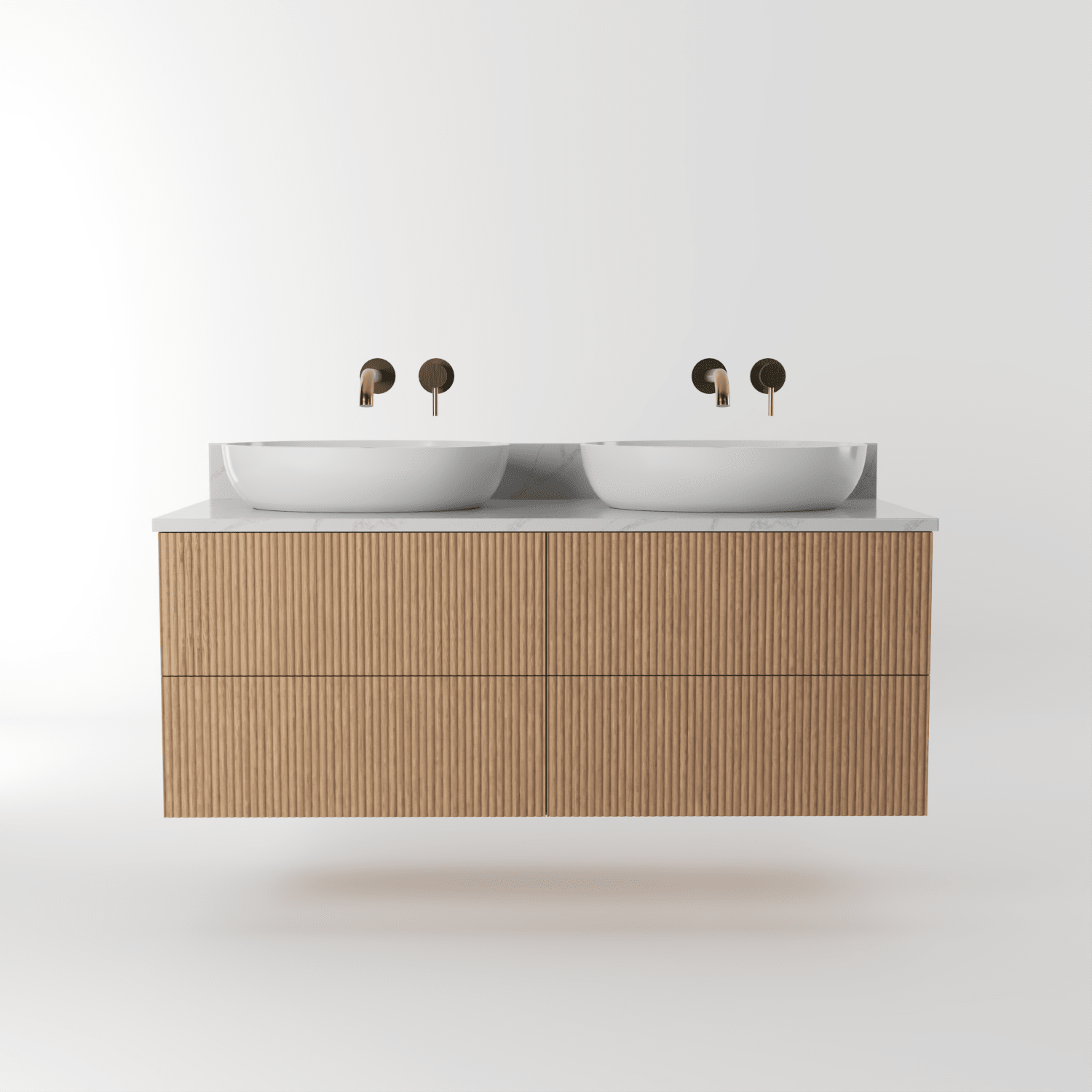 The Reeded | Oak Double Vanity 1200mm | Natural - Mockridge Design
