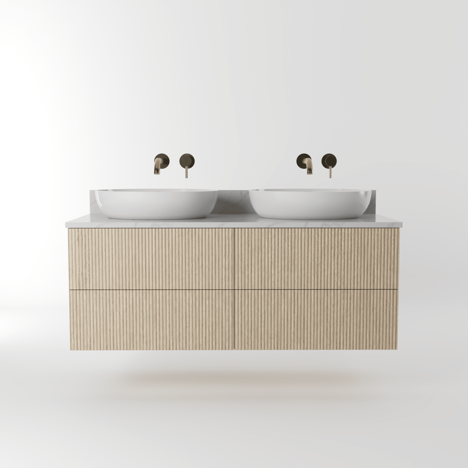 The Reeded | Oak Double Vanity 1200mm | White - Mockridge Design