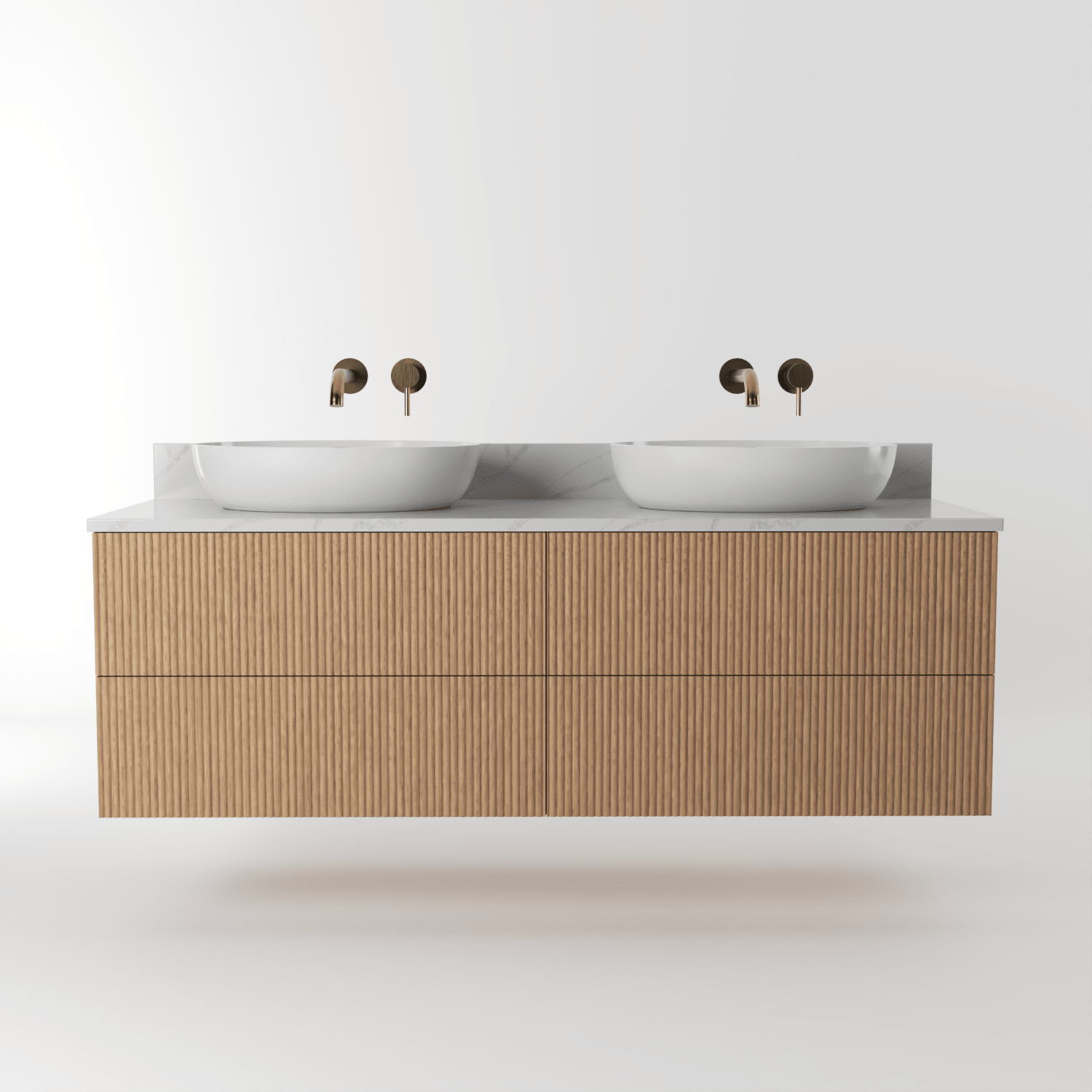The Reeded | Oak Double Vanity 1400mm | Natural - Mockridge Design