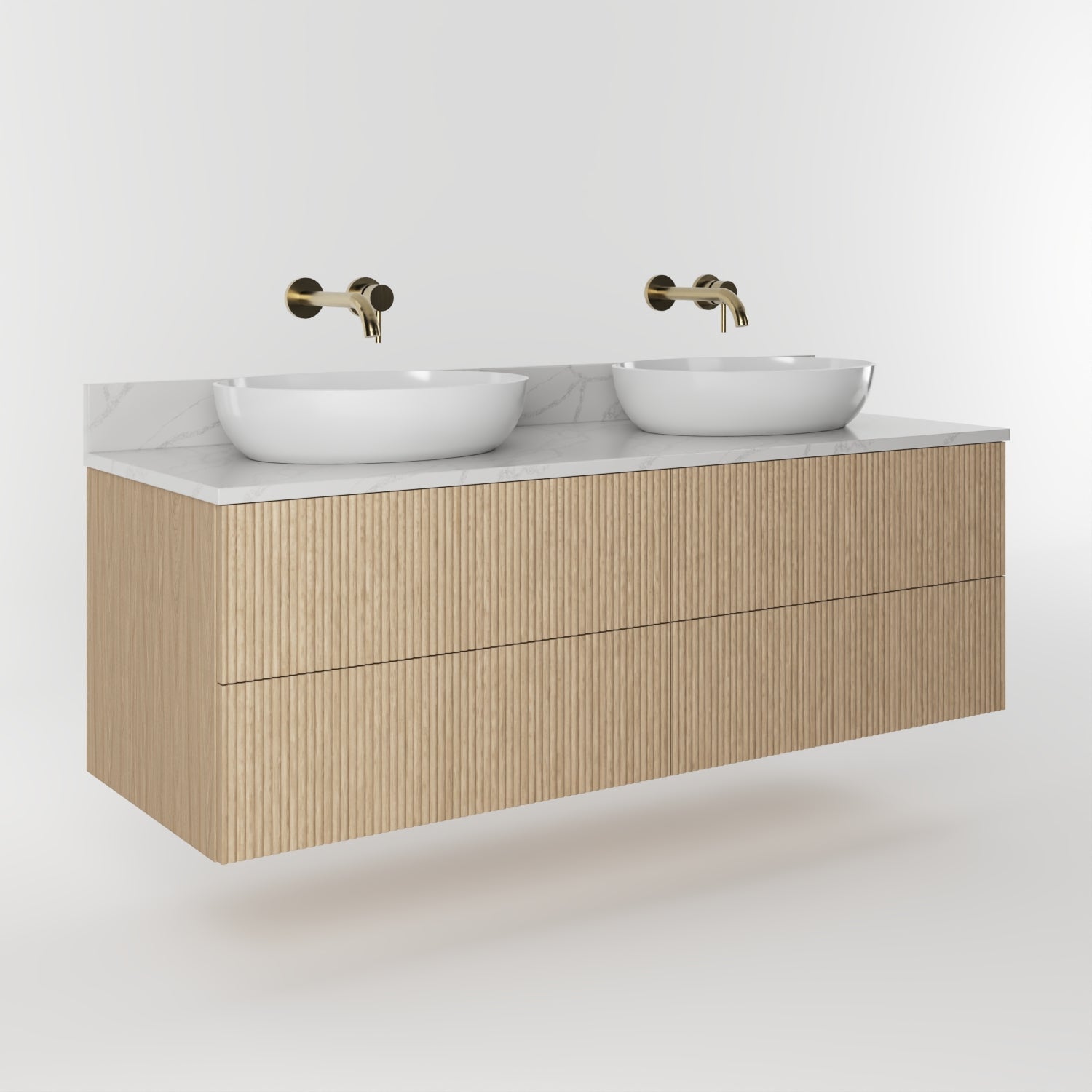 The Reeded | Oak Double Vanity 1400mm | Smoke 5% - Mockridge Design
