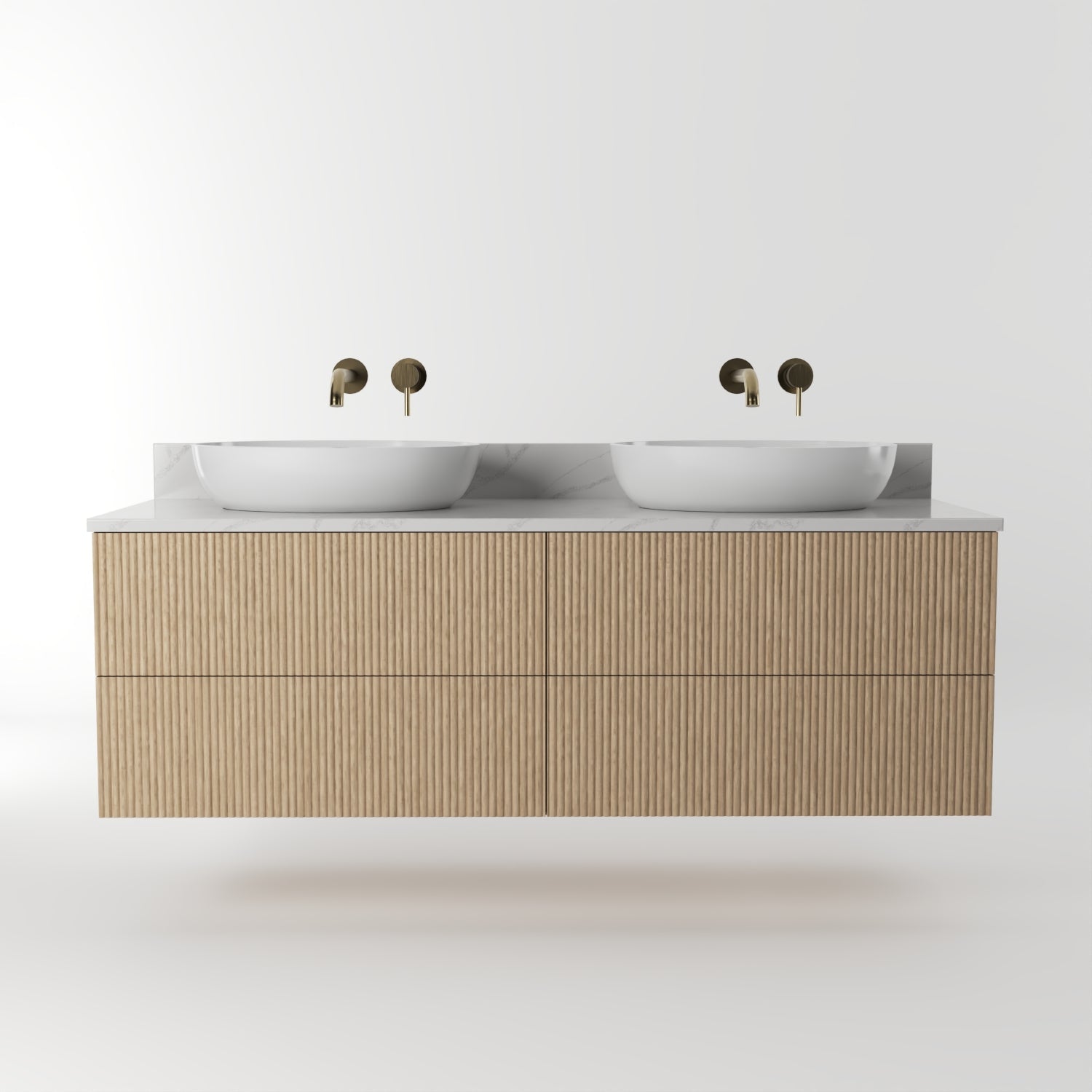 The Reeded | Oak Double Vanity 1400mm | Smoke 5% - Mockridge Design