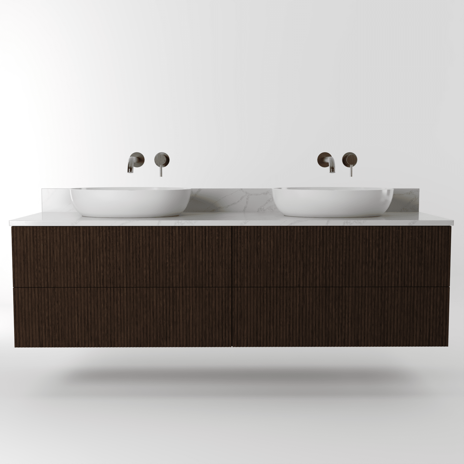 The Reeded | Oak Double Vanity 1600mm | Espresso - Mockridge Design