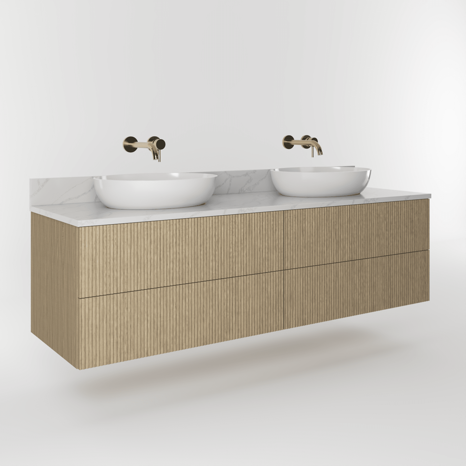 The Reeded | Oak Double Vanity 1600mm | Macchiato - Mockridge Design