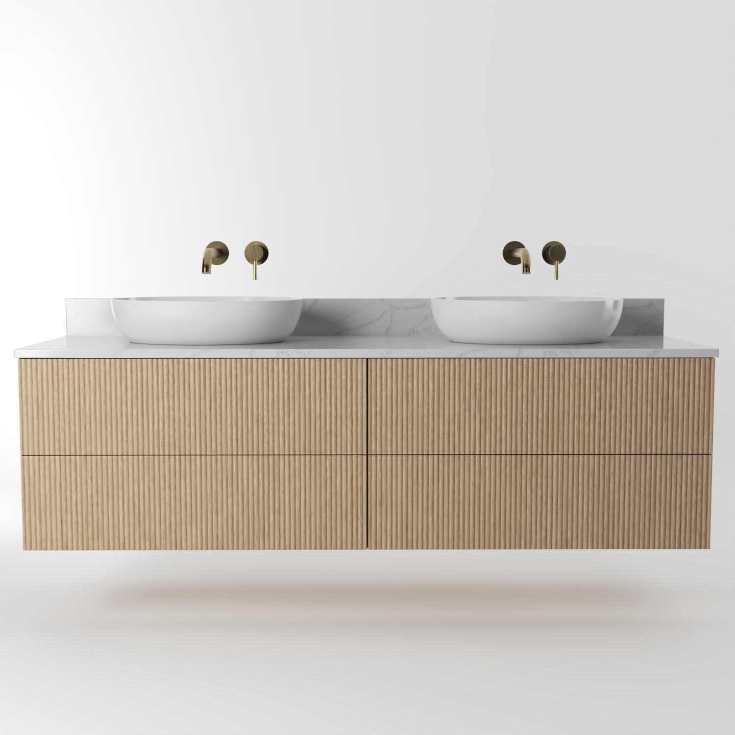 The Reeded | Oak Double Vanity 1600mm | Smoke 5% - Mockridge Design