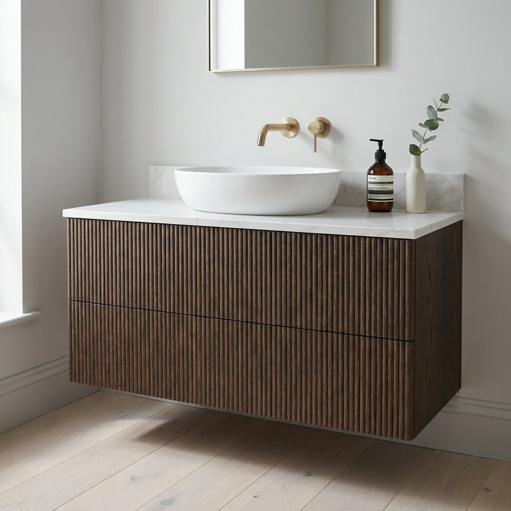 The Reeded | Oak Vanity 1000mm | Chocolate - Mockridge Design