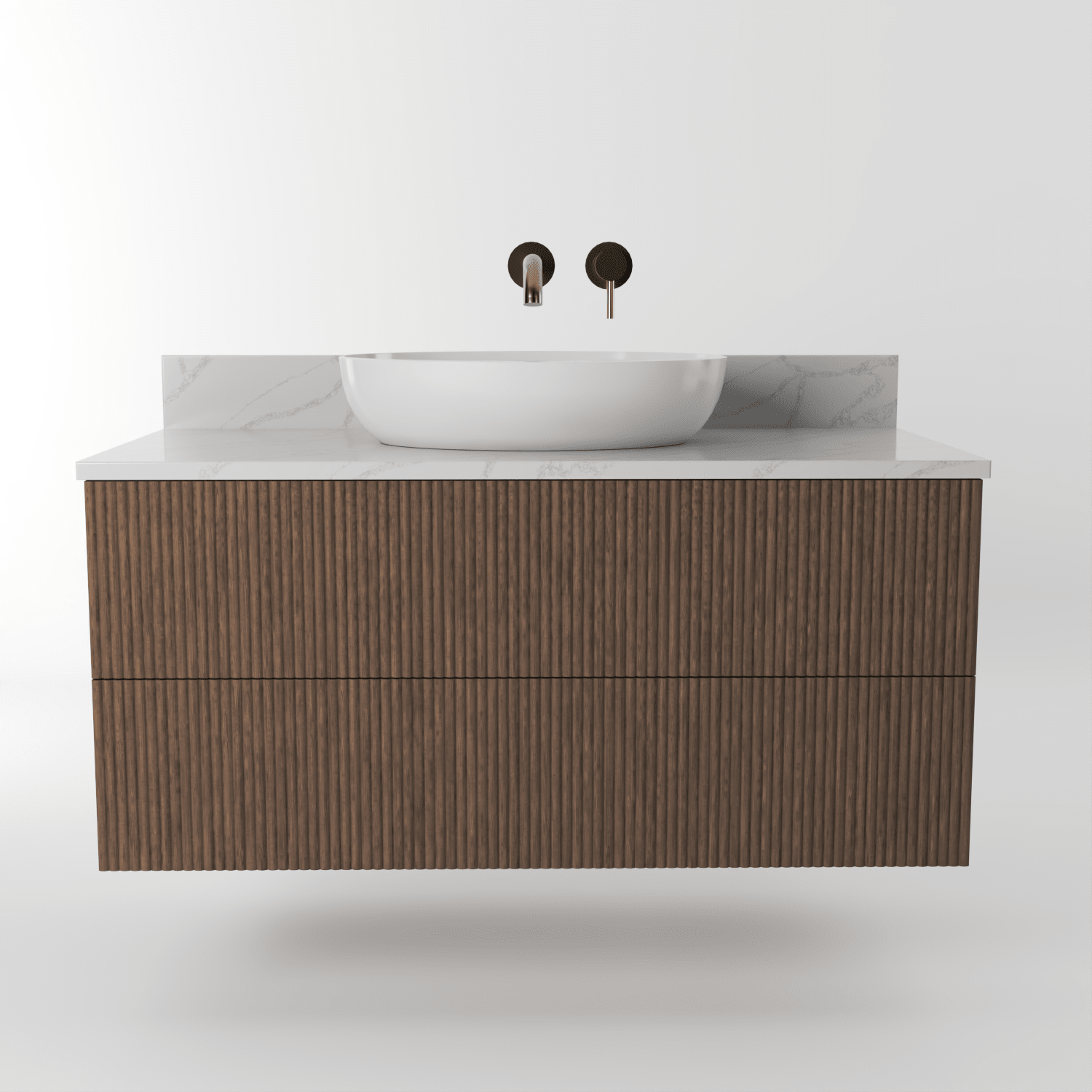 The Reeded | Oak Vanity 1000mm | Chocolate - Mockridge Design