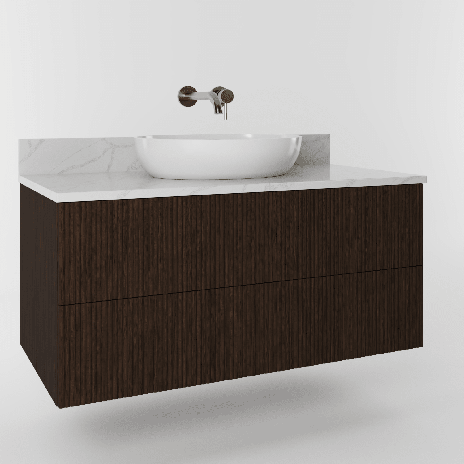 The Reeded | Oak Vanity 1000mm | Espresso - Mockridge Design