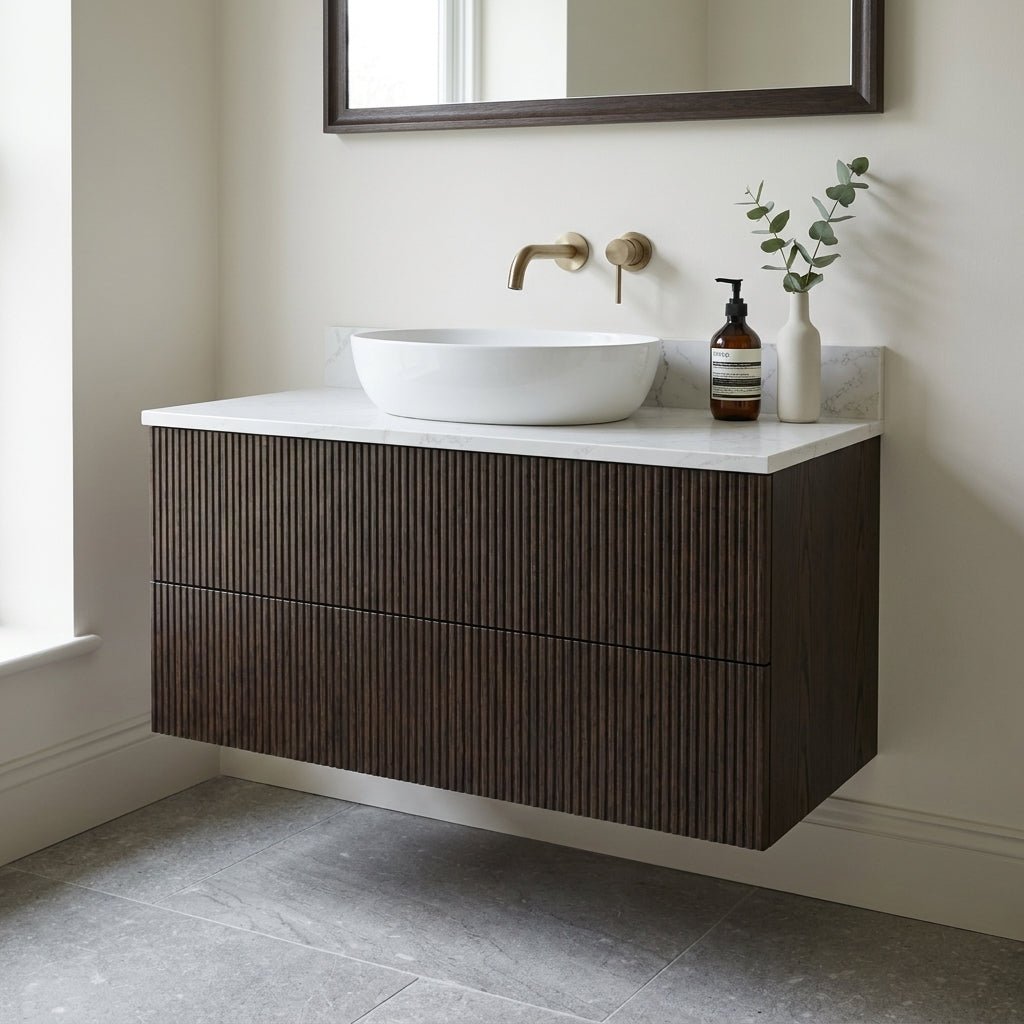 The Reeded | Oak Vanity 1000mm | Espresso - Mockridge Design
