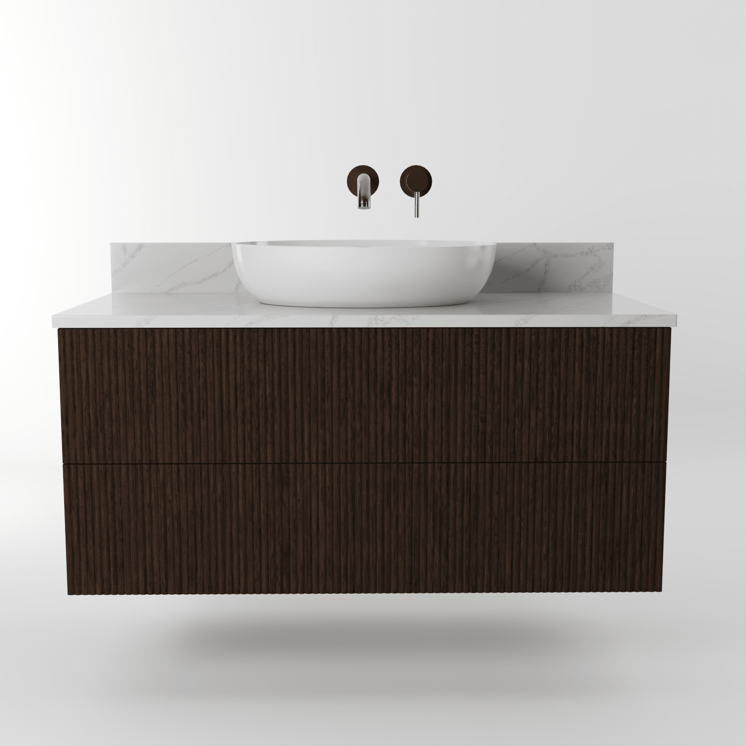 The Reeded | Oak Vanity 1000mm | Espresso - Mockridge Design