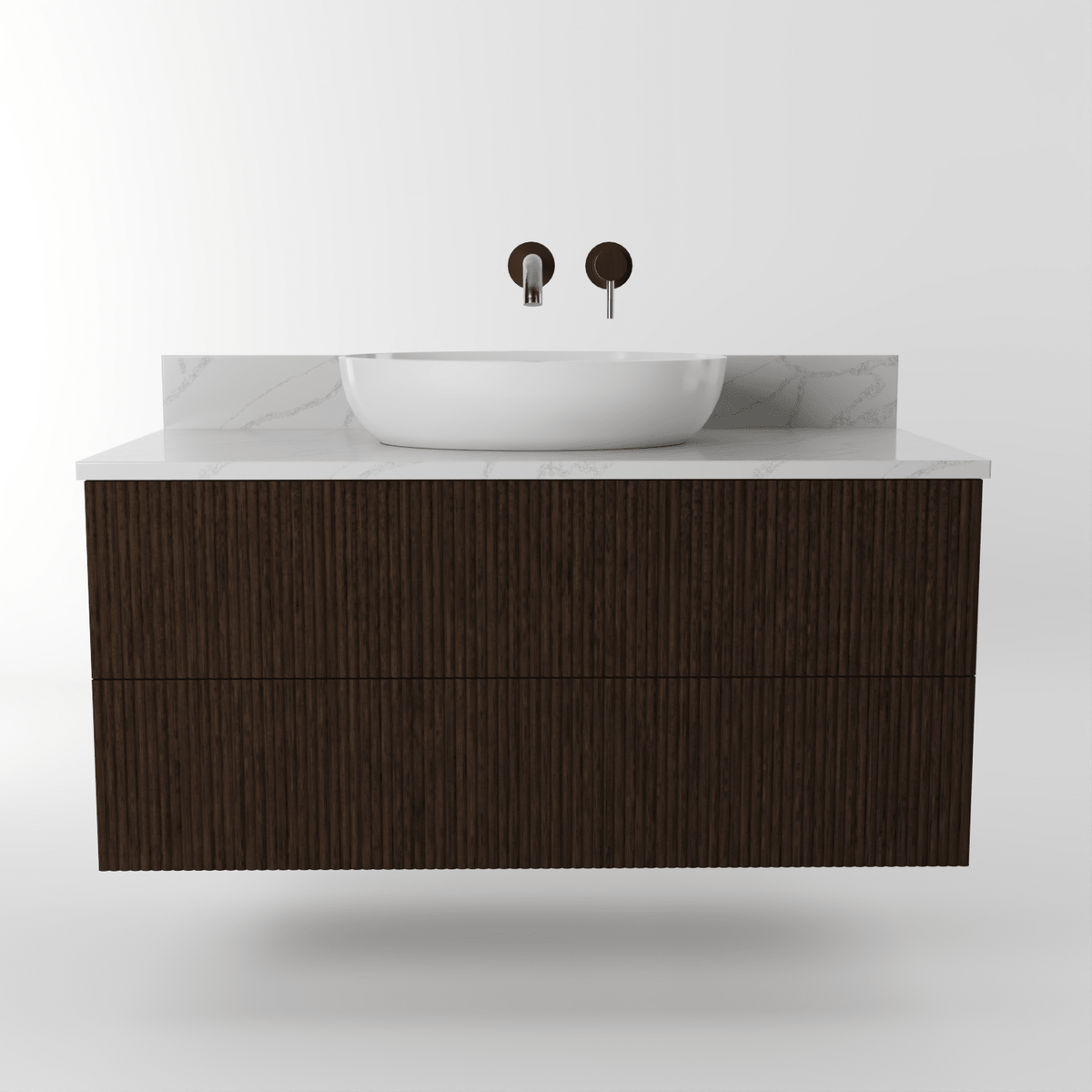 Reeded Oak Vanity Unit