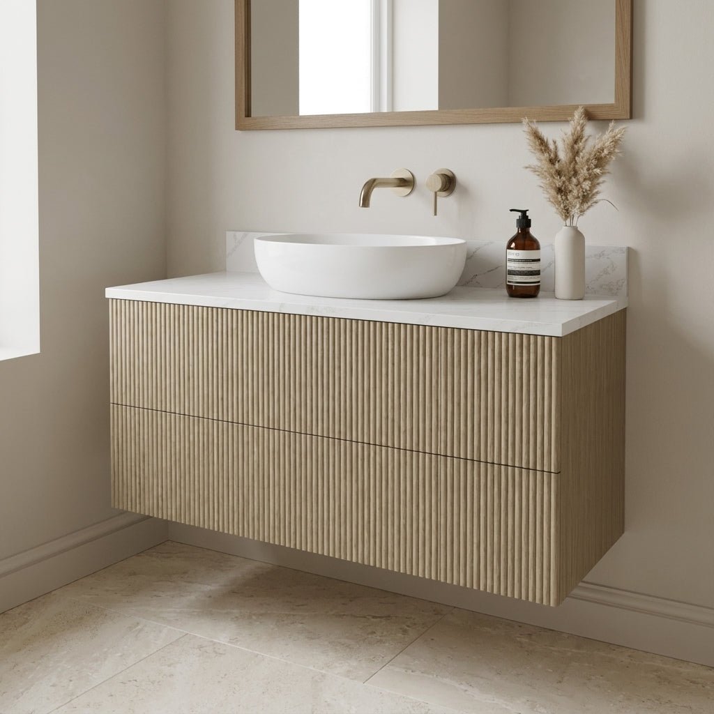 The Reeded | Oak Vanity 1000mm | Macchiato - Mockridge Design