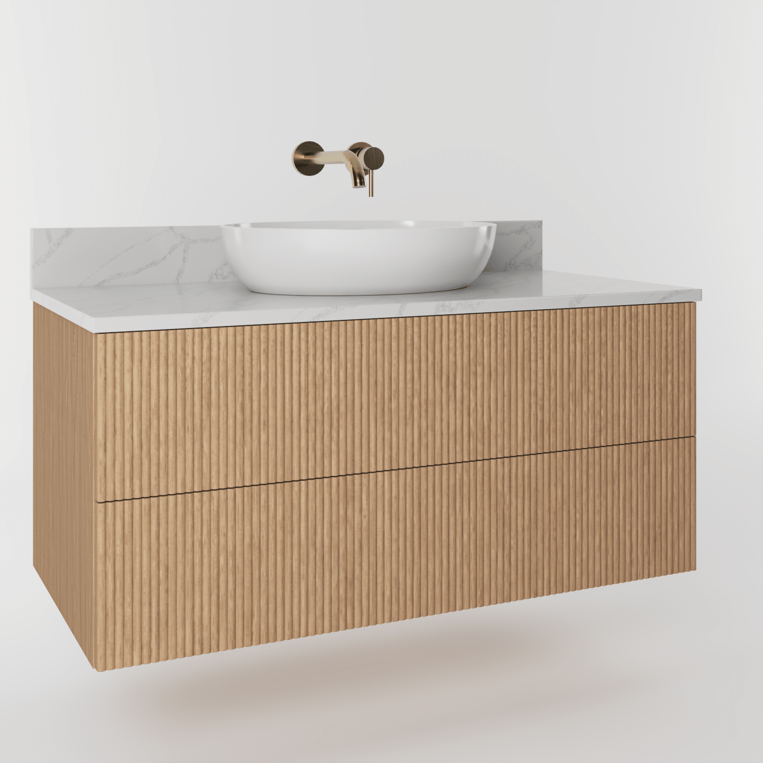 The Reeded | Oak Vanity 1000mm | Natural - Mockridge Design