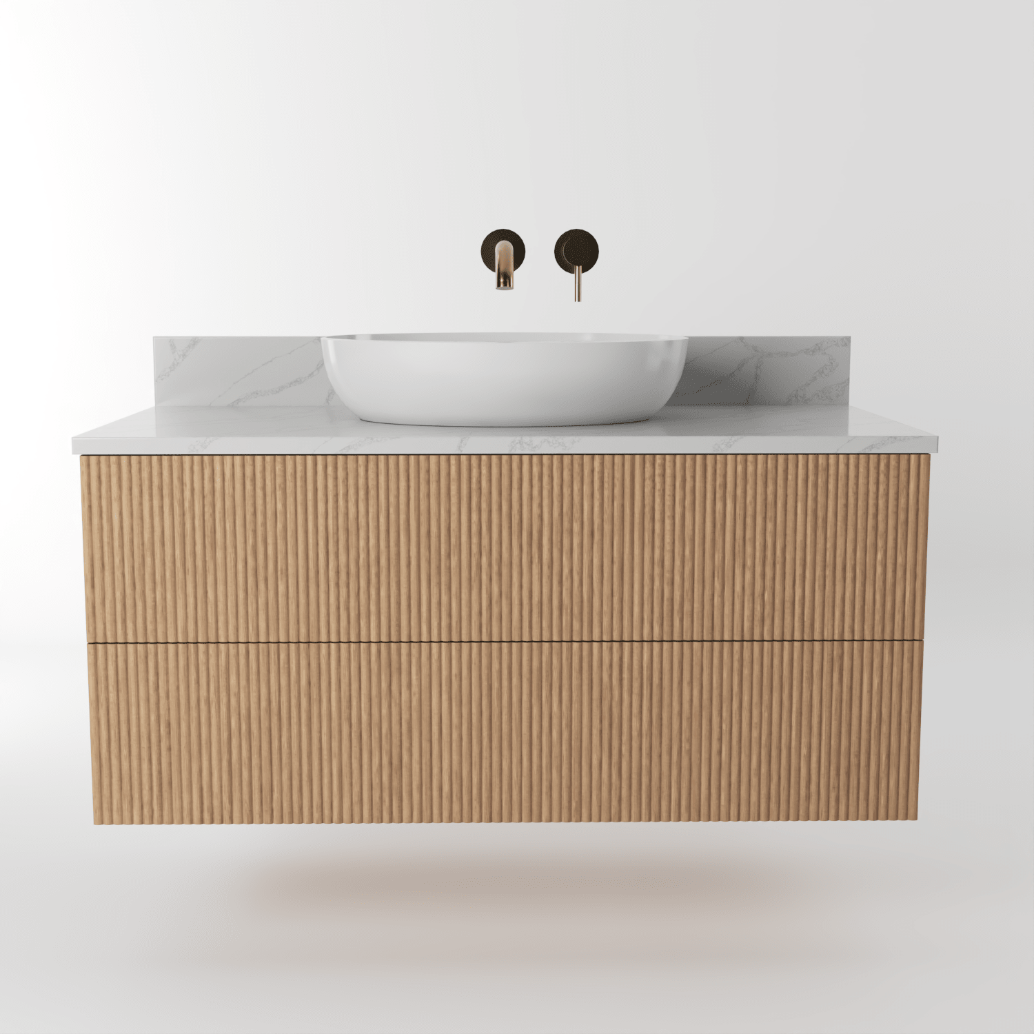 The Reeded | Oak Vanity 1000mm | Natural - Mockridge Design