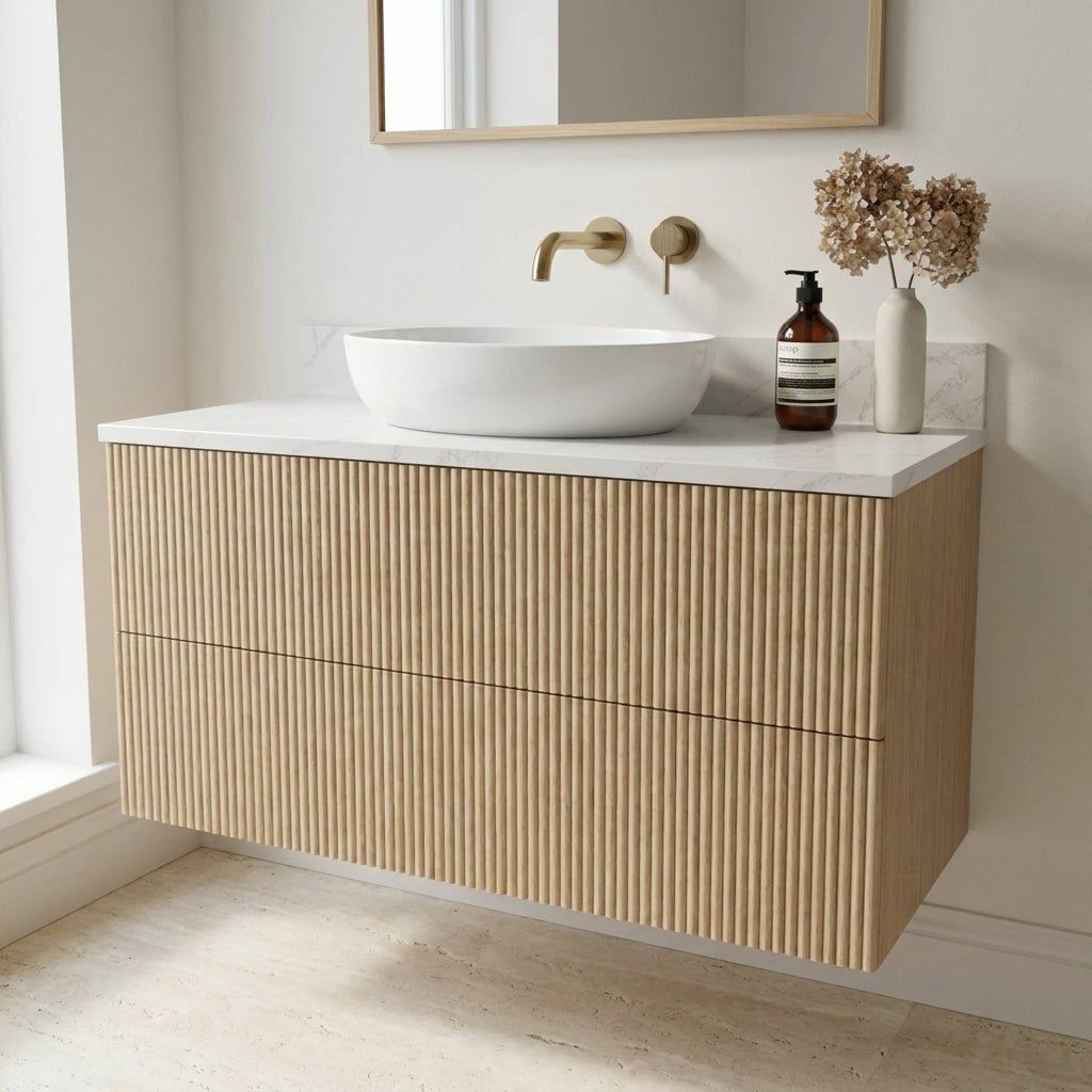 The Reeded | Oak Vanity 1000mm | Smoke 5% - Mockridge Design