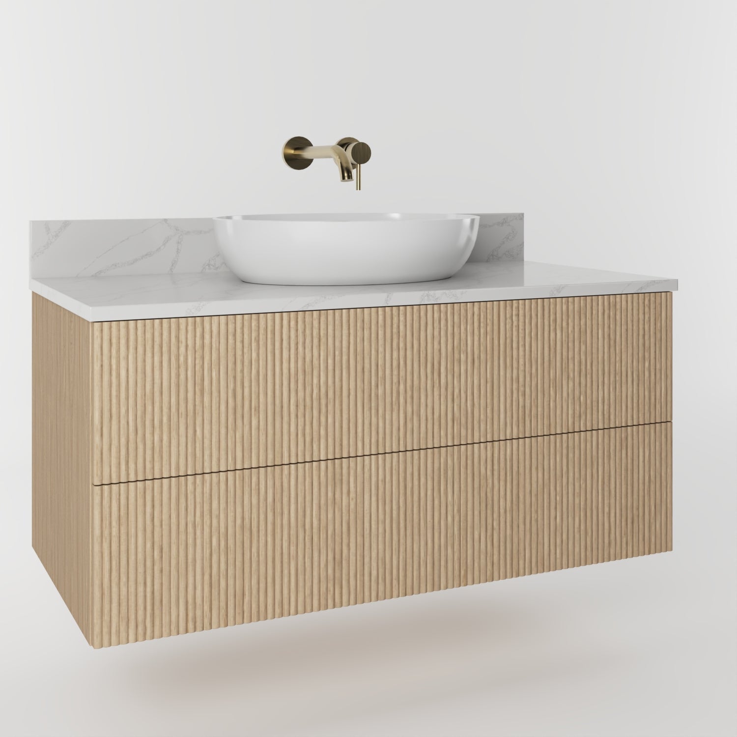 The Reeded | Oak Vanity 1000mm | Smoke 5% - Mockridge Design