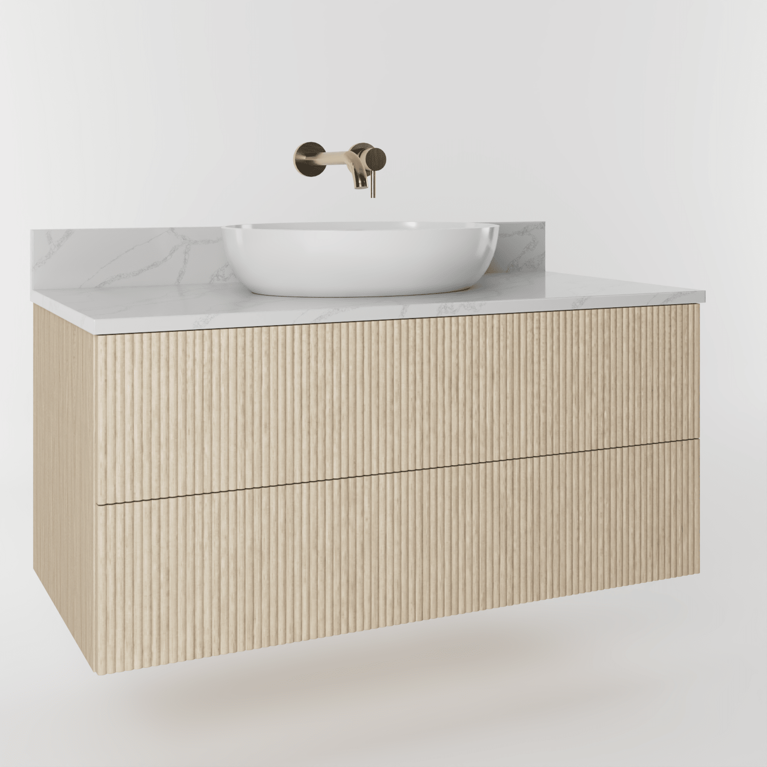 The Reeded | Oak Vanity 1000mm | White - Mockridge Design