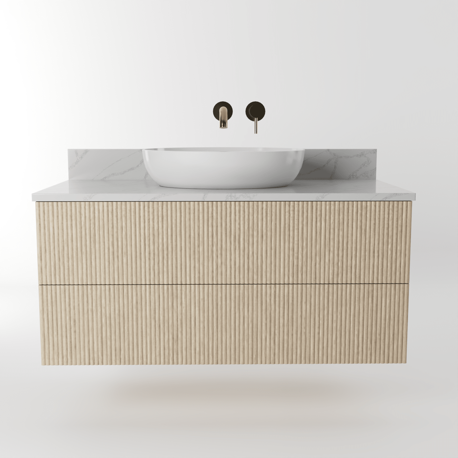 The Reeded | Oak Vanity 1000mm | White - Mockridge Design