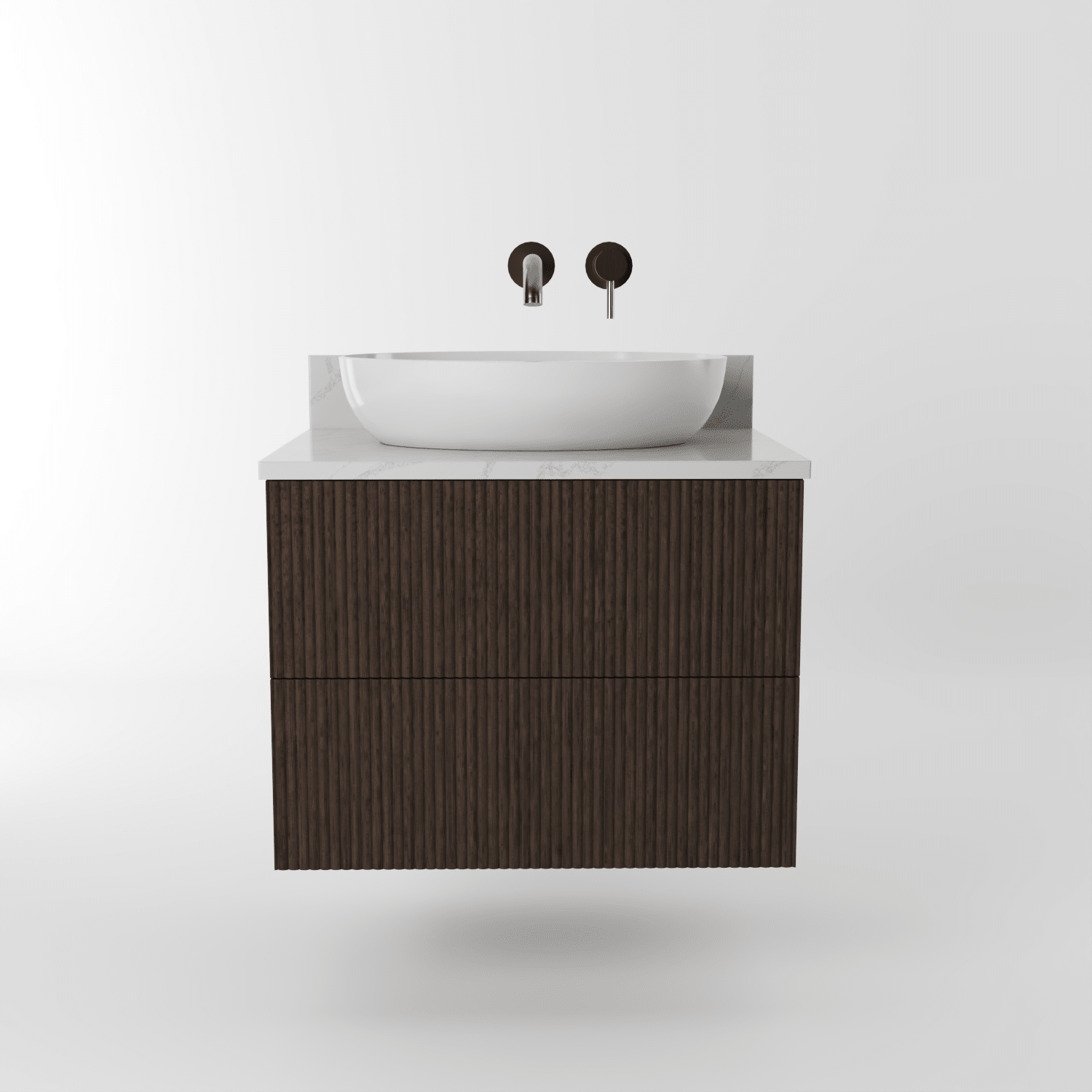 The Reeded | Oak Vanity 600mm | Dark Roast - Mockridge Design