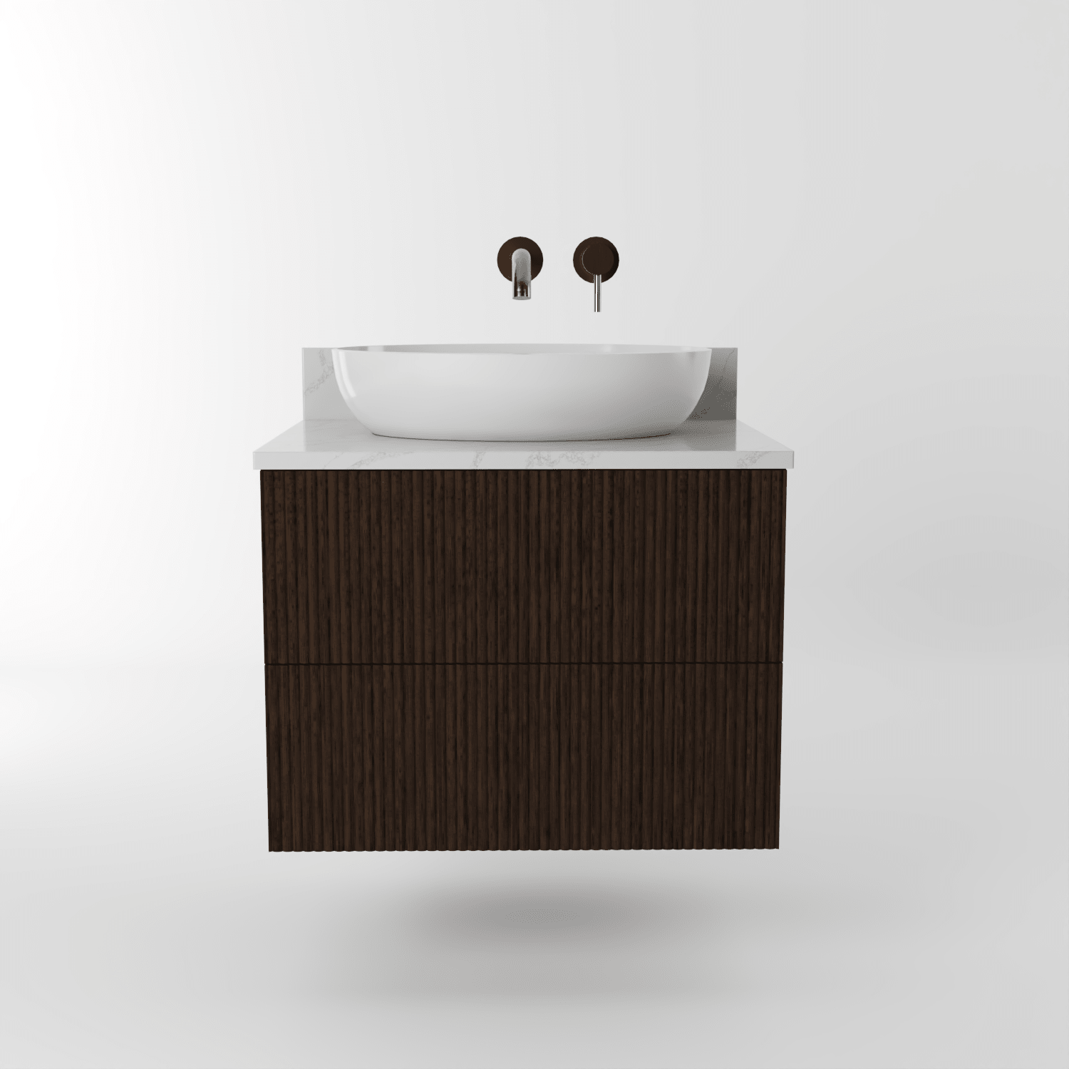 The Reeded | Oak Vanity 600mm | Espresso - Mockridge Design