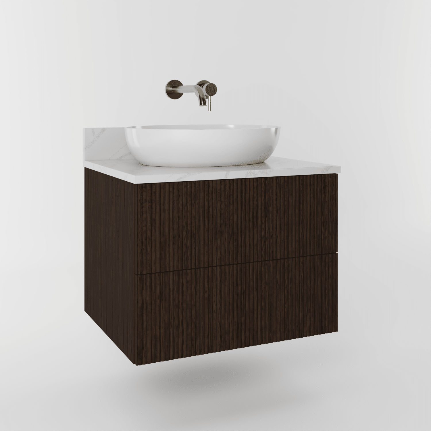 The Reeded | Oak Vanity 600mm | Espresso - Mockridge Design