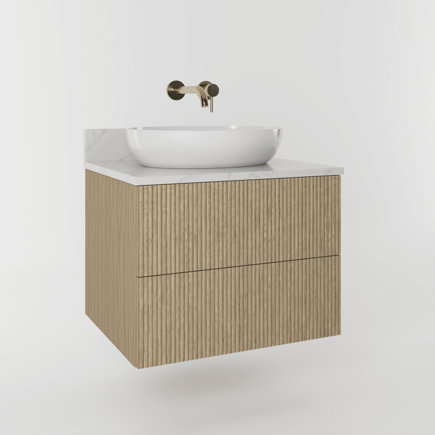 The Reeded | Oak Vanity 600mm | Macchiato - Mockridge Design