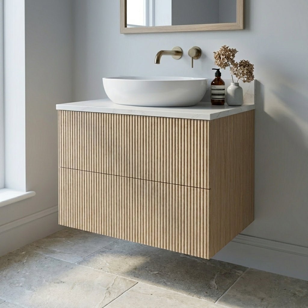 The Reeded | Oak Vanity 600mm | Smoke 5% - Mockridge Design