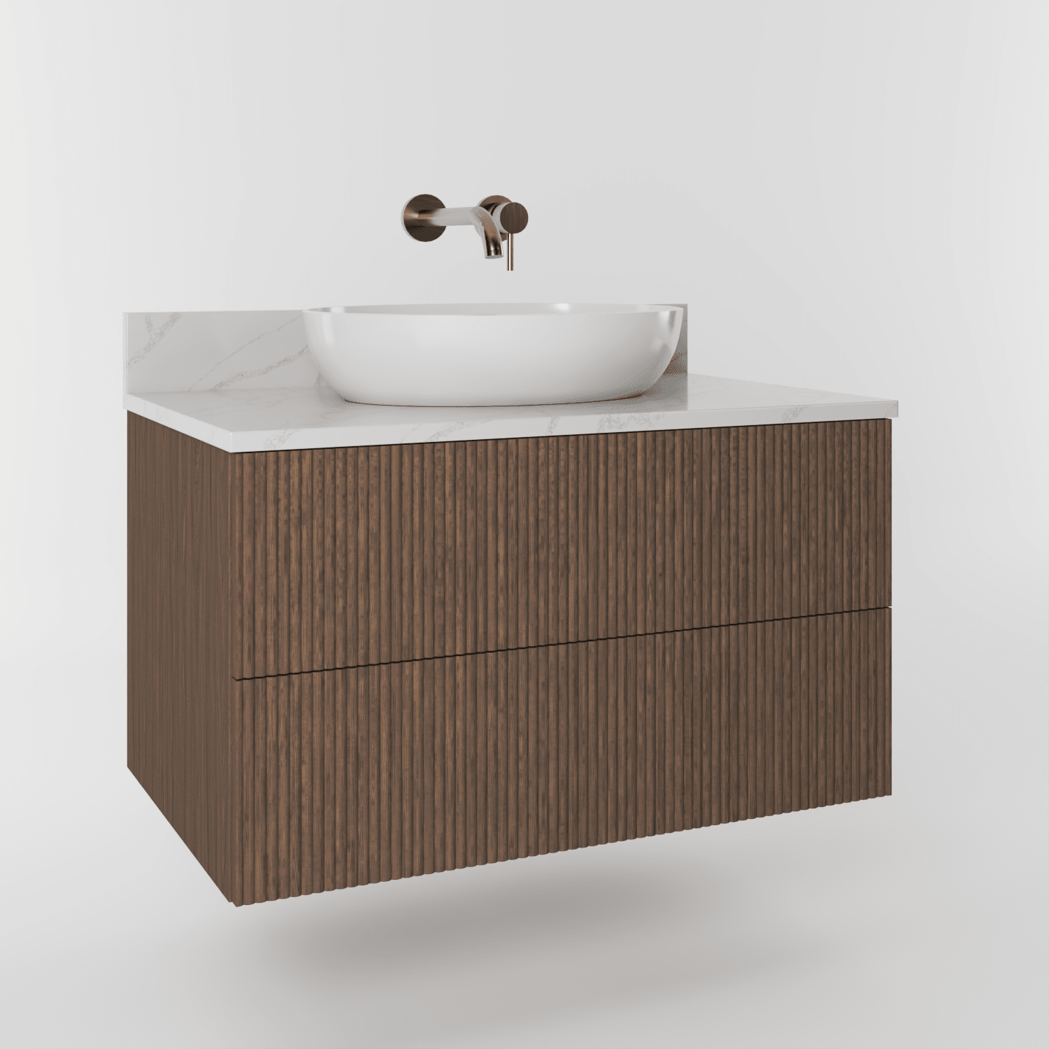 The Reeded | Oak Vanity 800mm | Chocolate - Mockridge Design