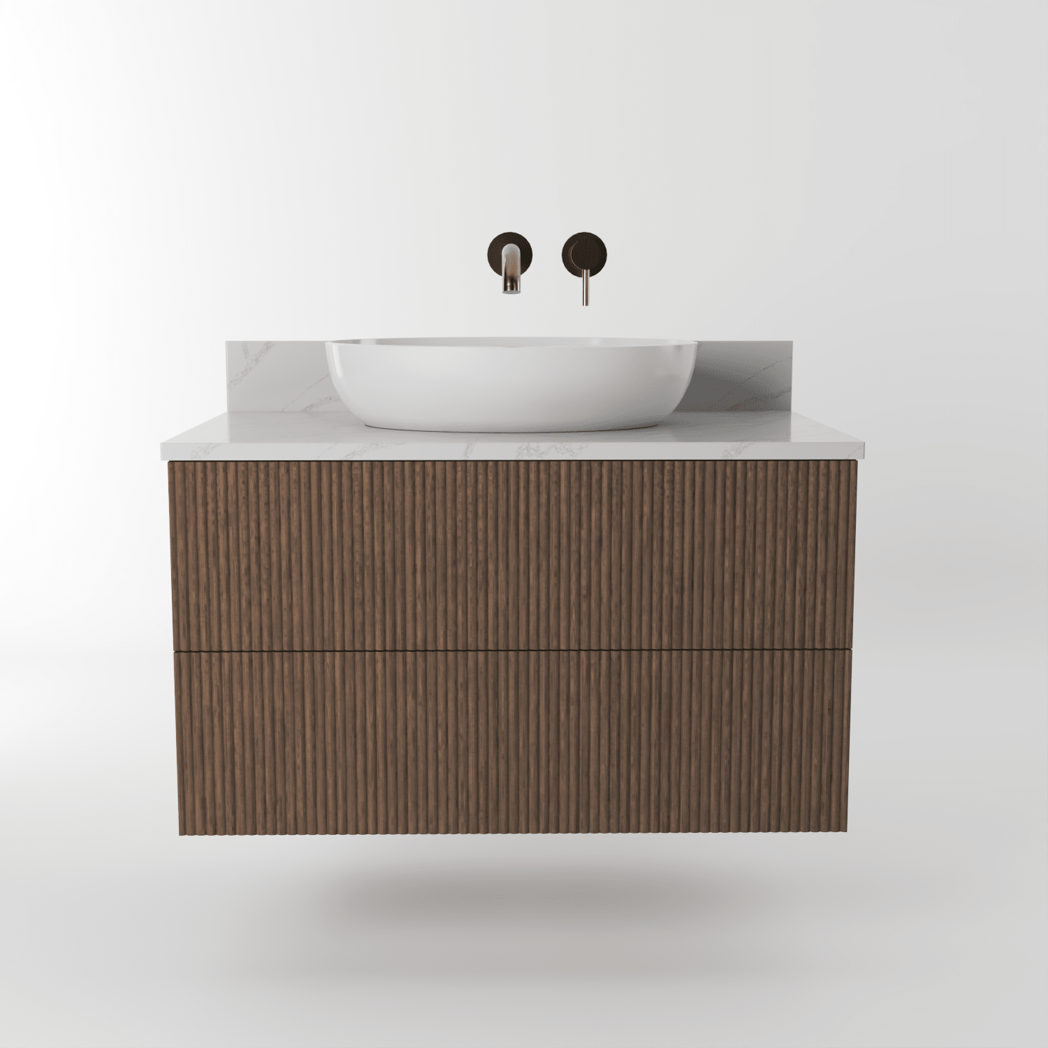 The Reeded | Oak Vanity 800mm | Chocolate - Mockridge Design