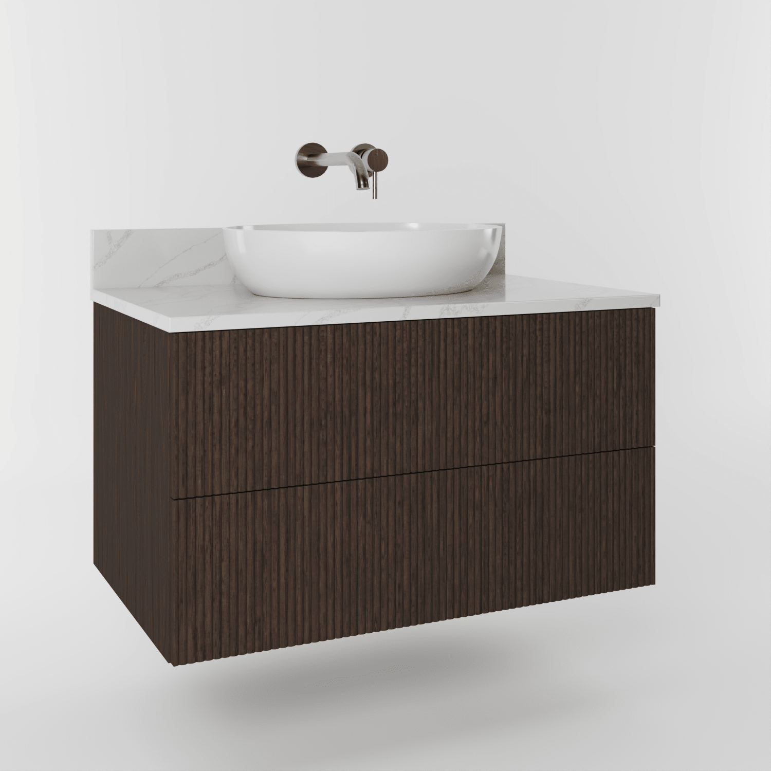The Reeded | Oak Vanity 800mm | Dark Roast - Mockridge Design