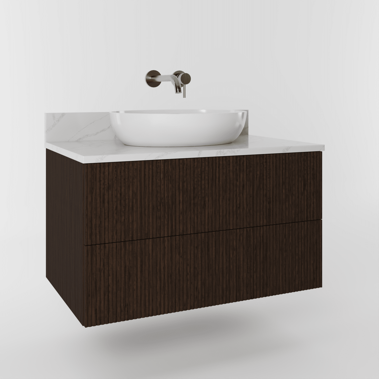 The Reeded | Oak Vanity 800mm | Espresso - Mockridge Design