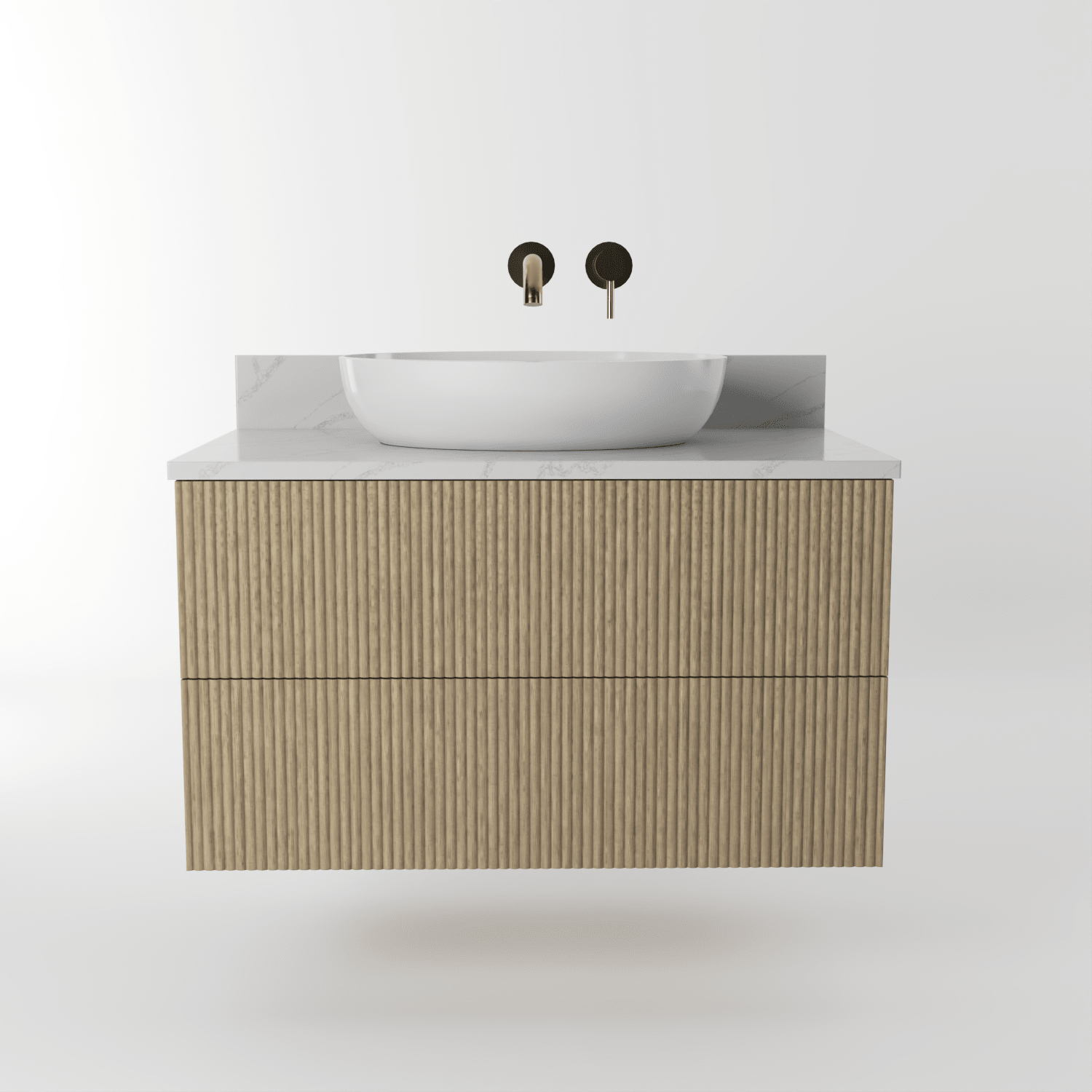 The Reeded | Oak Vanity 800mm | Macchiato - Mockridge Design