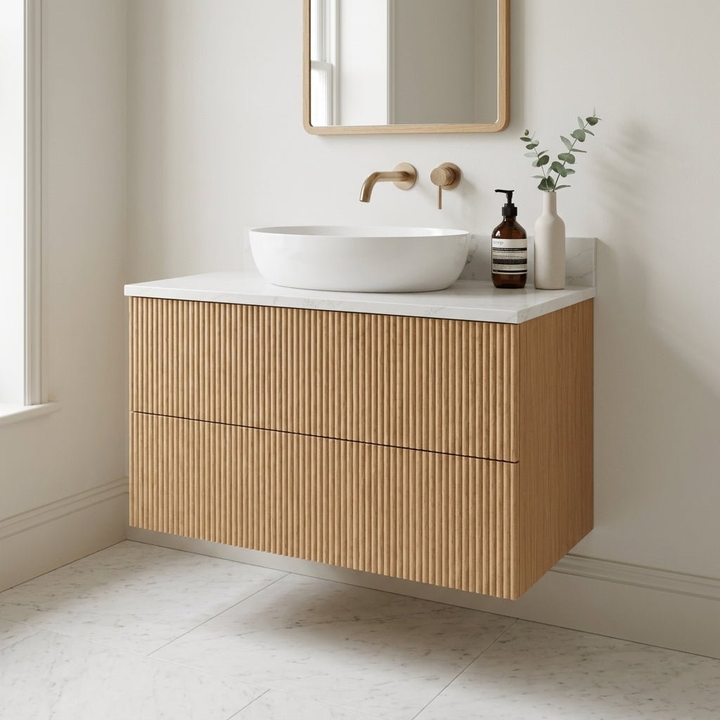 The Reeded | Oak Vanity 800mm | Natural - Mockridge Design
