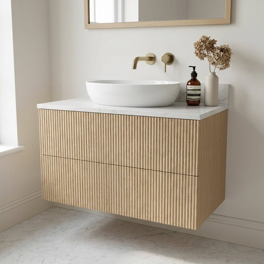 The Reeded | Oak Vanity 800mm | Smoke 5% - Mockridge Design