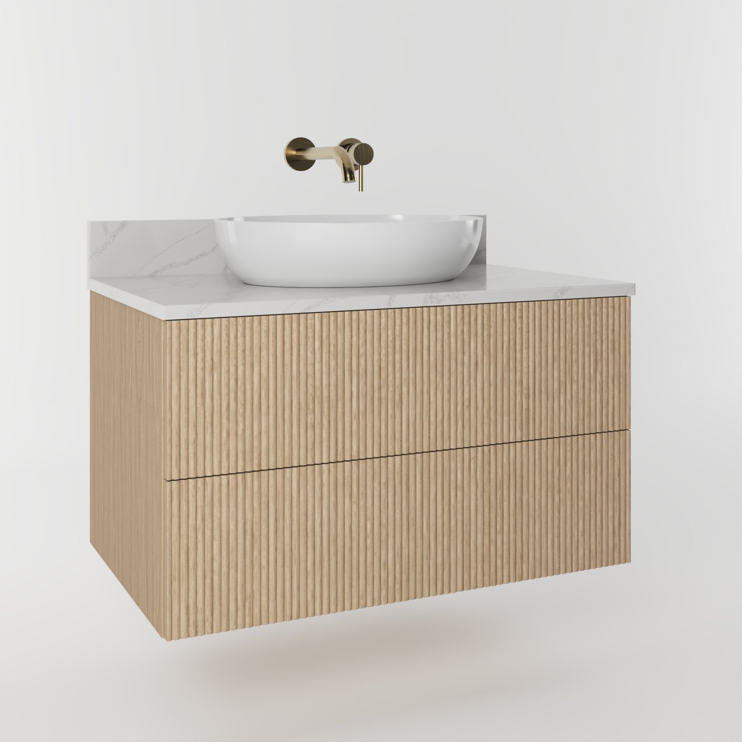 The Reeded | Oak Vanity 800mm | Smoke 5% - Mockridge Design