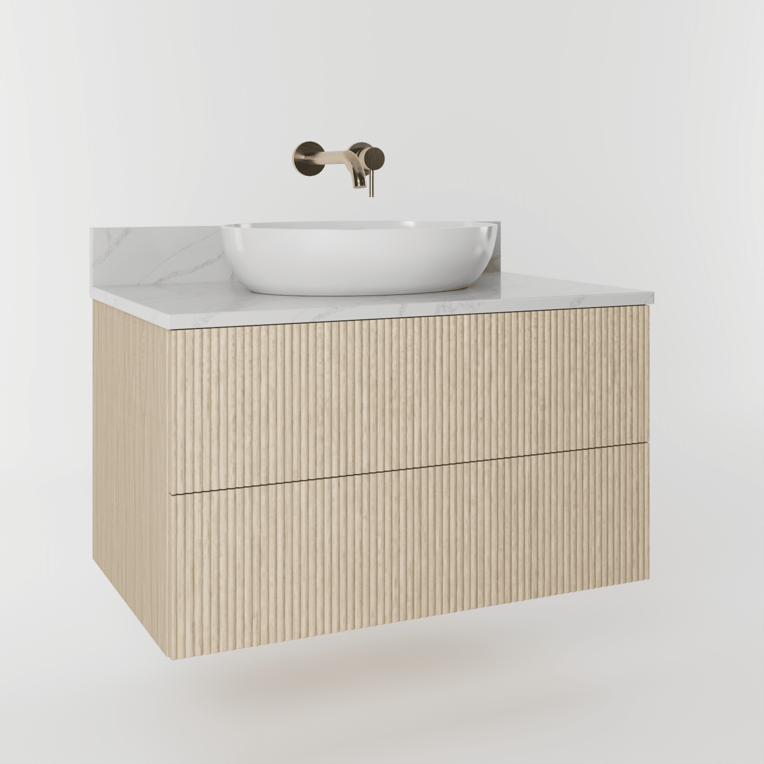 The Reeded | Oak Vanity 800mm | White - Mockridge Design
