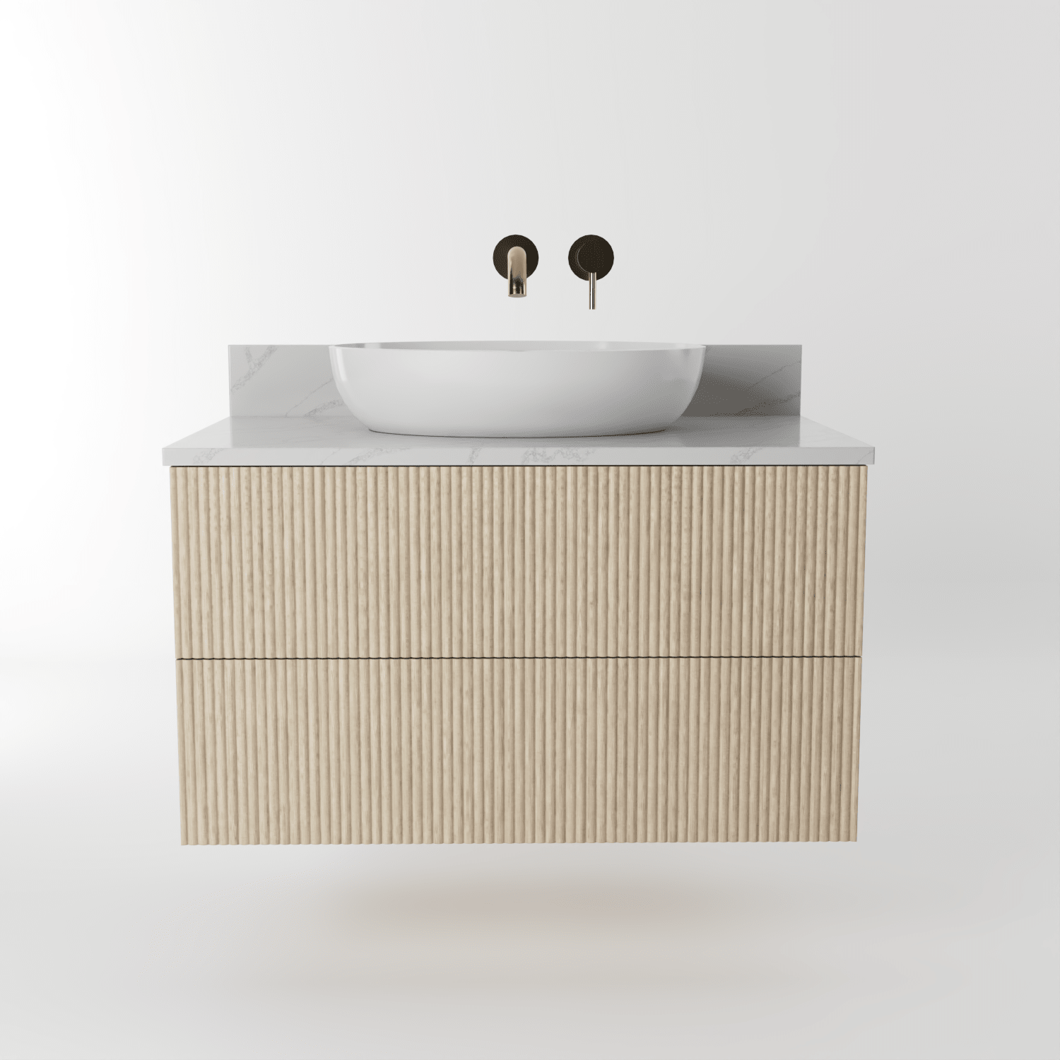 The Reeded | Oak Vanity 800mm | White - Mockridge Design
