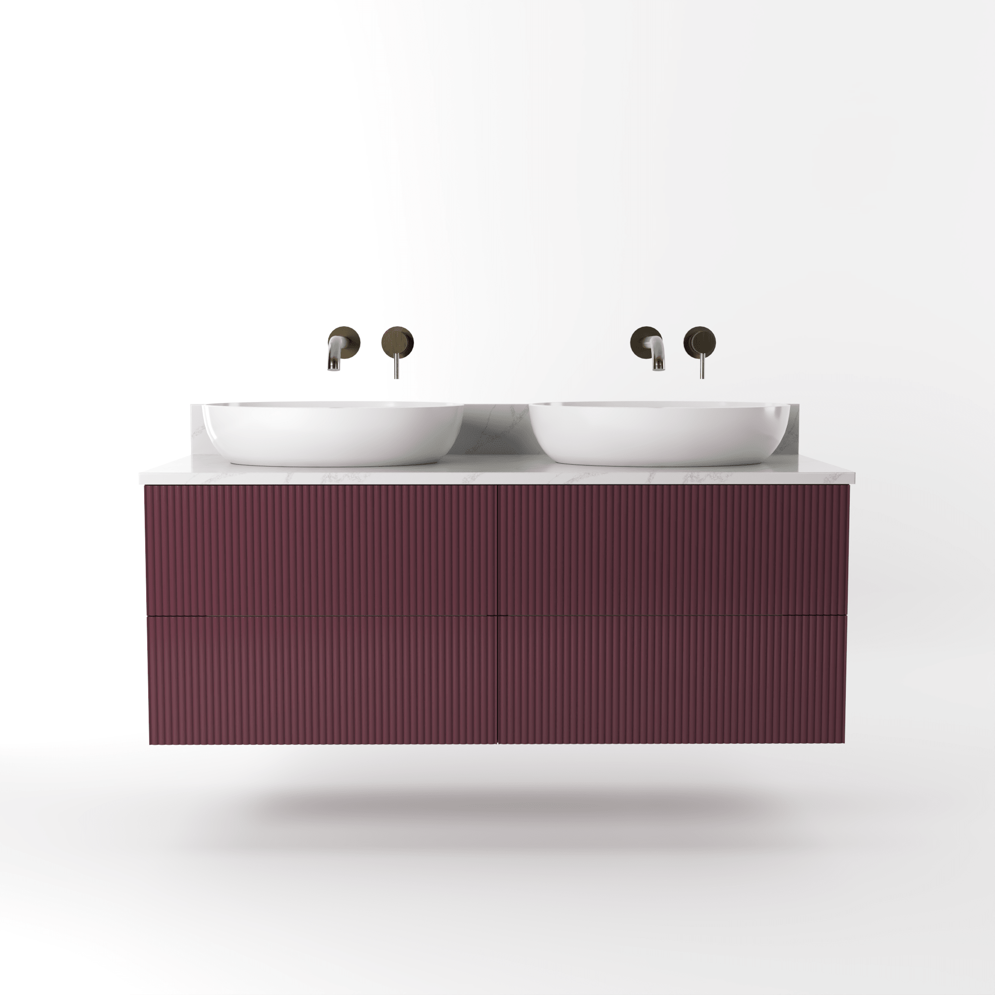 The Reeded | Painted Double Vanity 1200mm Brinjal - Mockridge Design