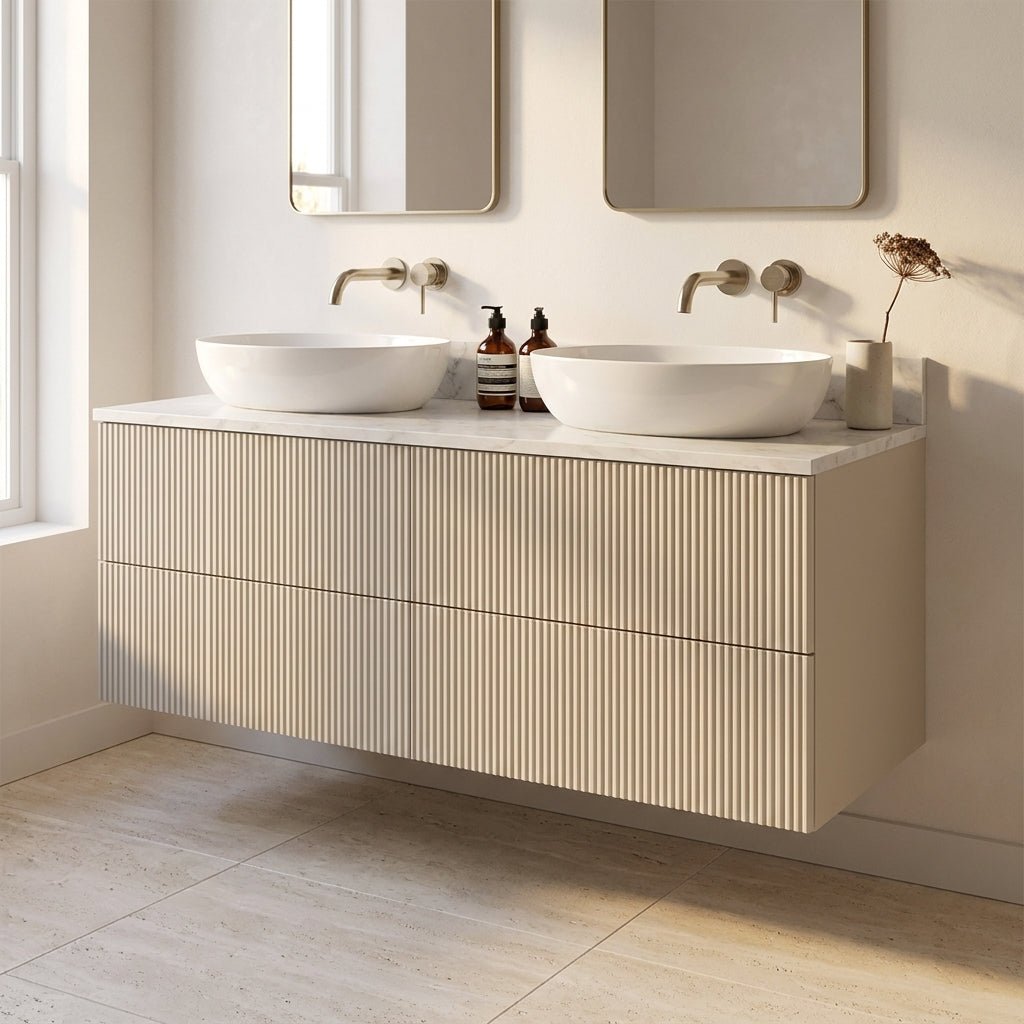The Reeded | Painted Double Vanity 1200mm Elephants Breath - Mockridge Design