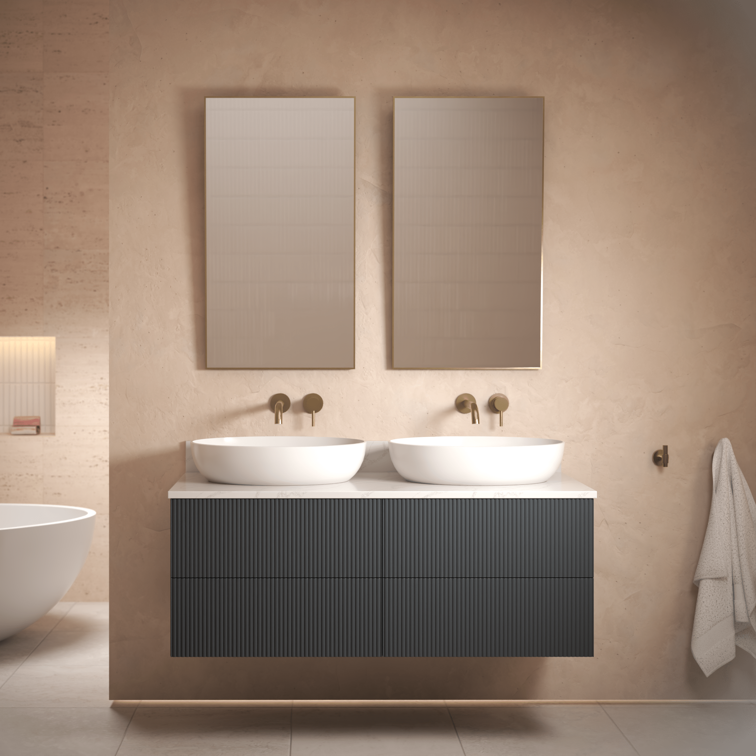 The Reeded | Painted Double Vanity 1200mm Railings - Mockridge Design