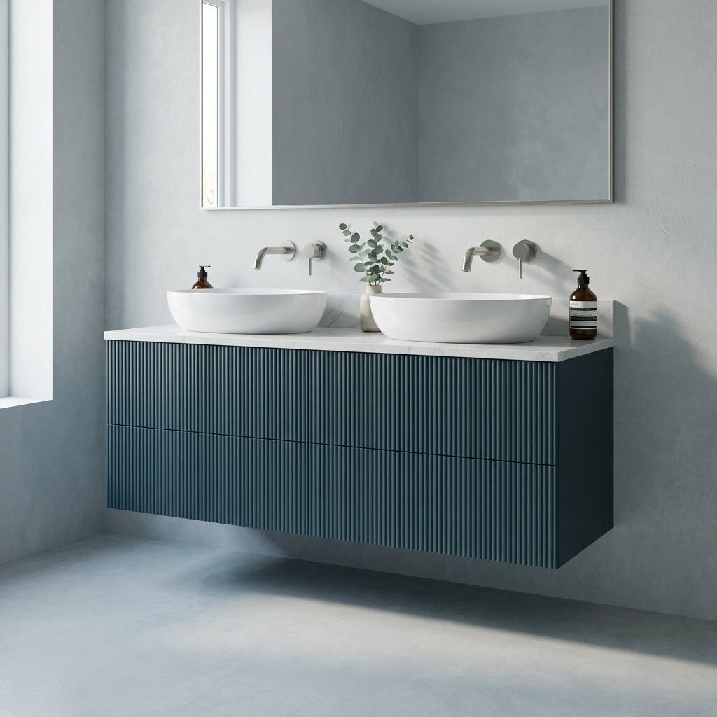 The Reeded | Painted Double Vanity 1200mm Stiffkey Blue - Mockridge Design
