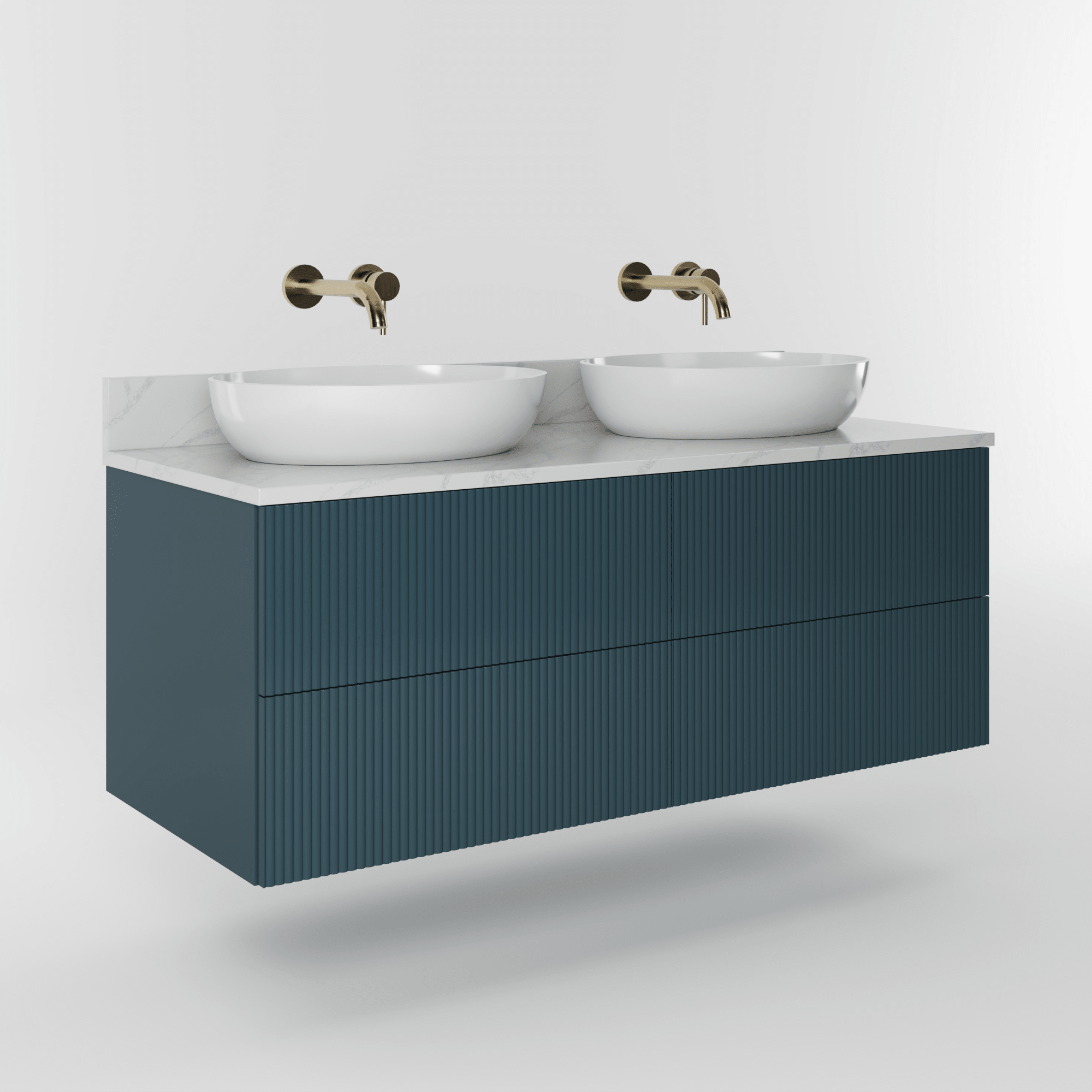 The Reeded | Painted Double Vanity 1200mm Stiffkey Blue - Mockridge Design