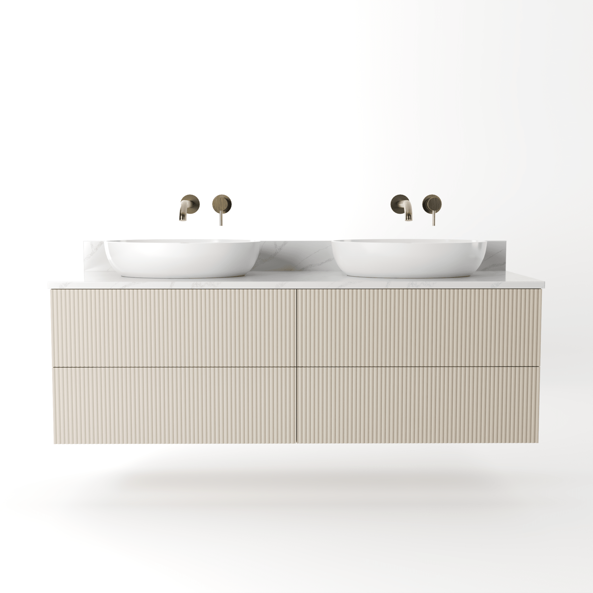 The Reeded | Painted Double Vanity 1400mm Elephants Breath - Mockridge Design