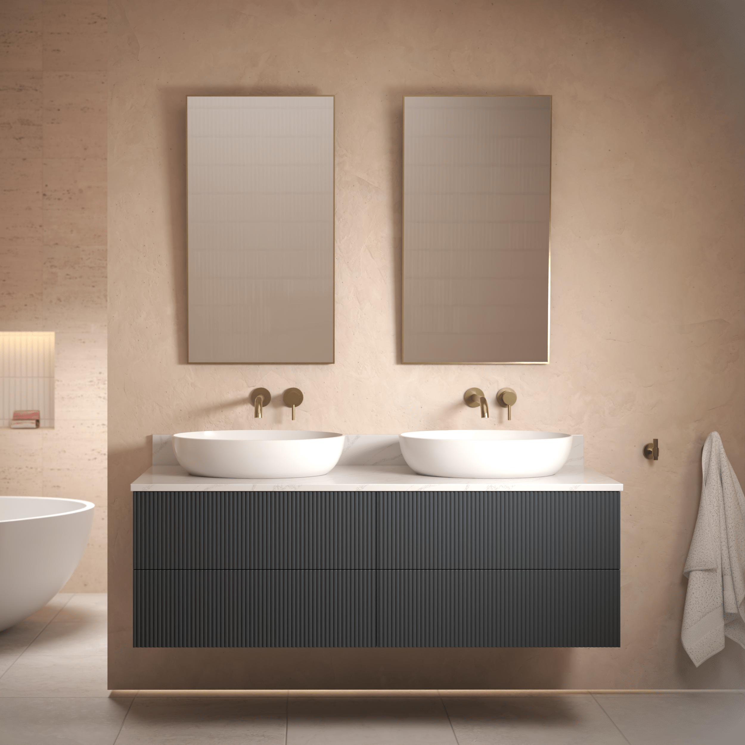 The Reeded | Painted Double Vanity 1400mm Railings - Mockridge Design