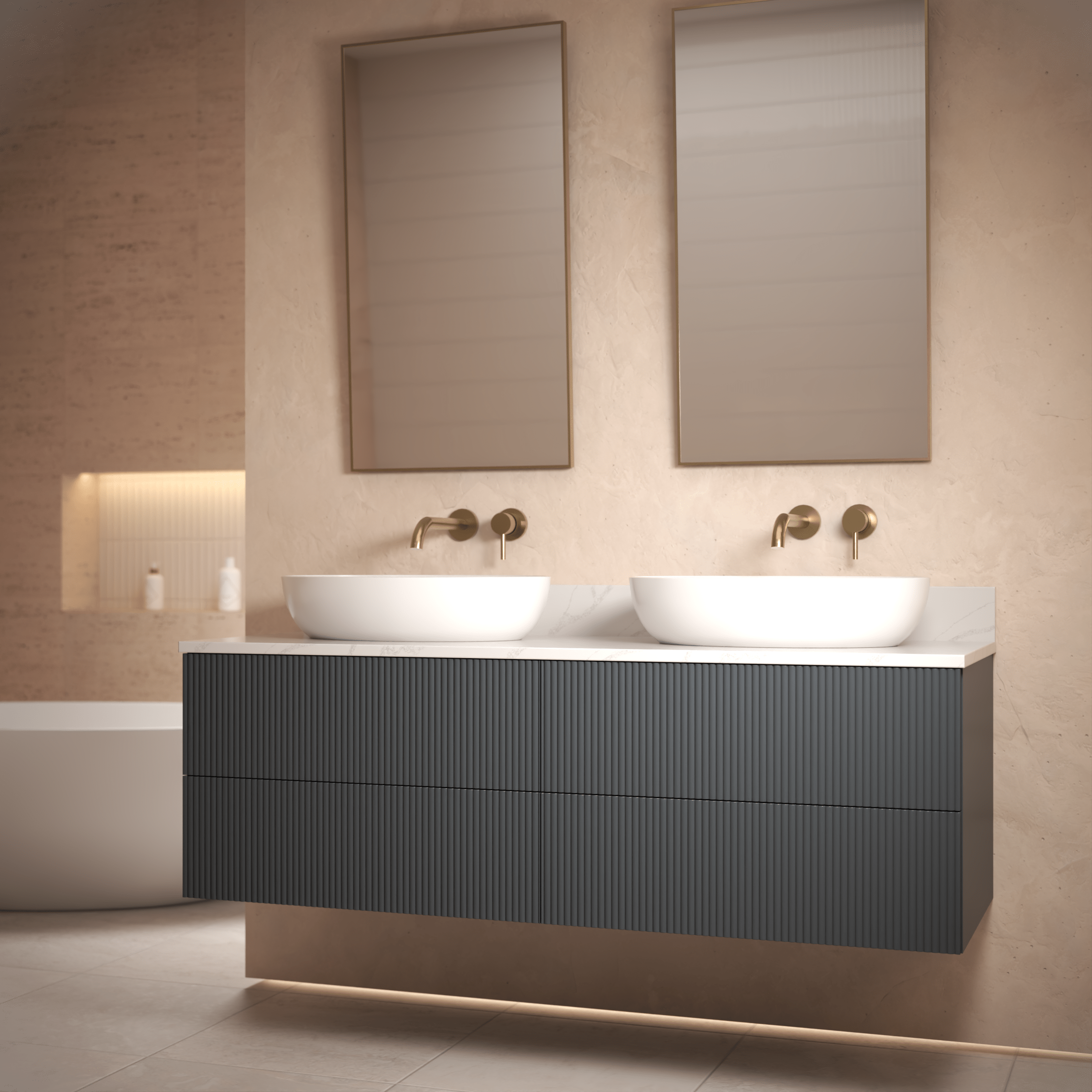 The Reeded | Painted Double Vanity 1400mm Railings - Mockridge Design