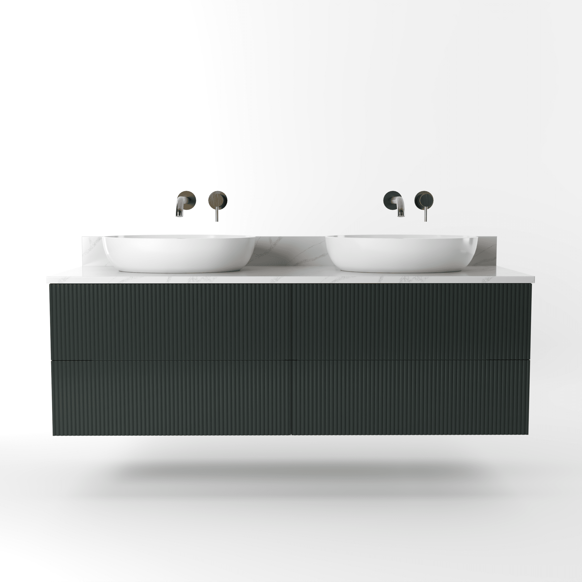 The Reeded | Painted Double Vanity 1400mm Studio Green - Mockridge Design