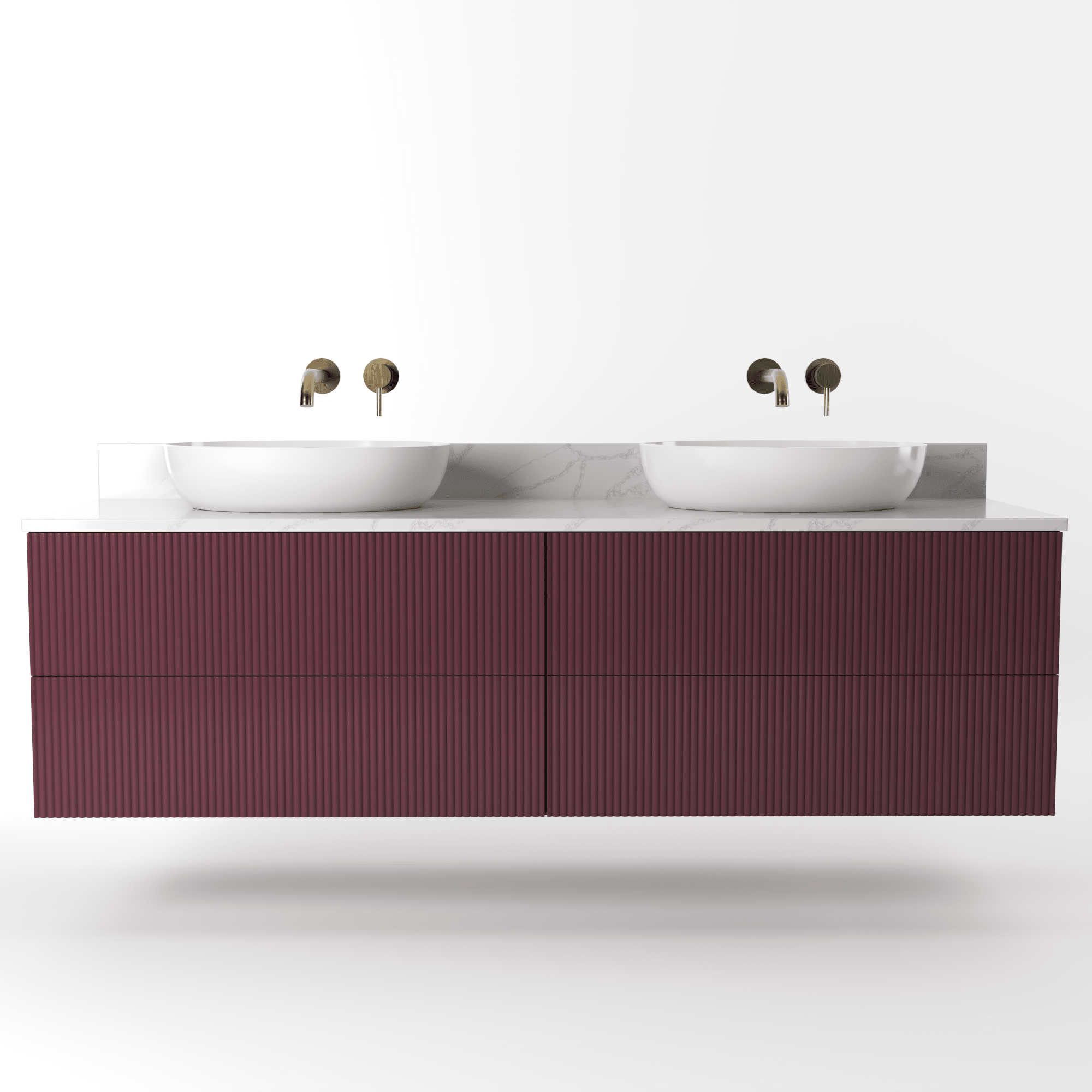 The Reeded | Painted Double Vanity 1600mm Brinjal - Mockridge Design